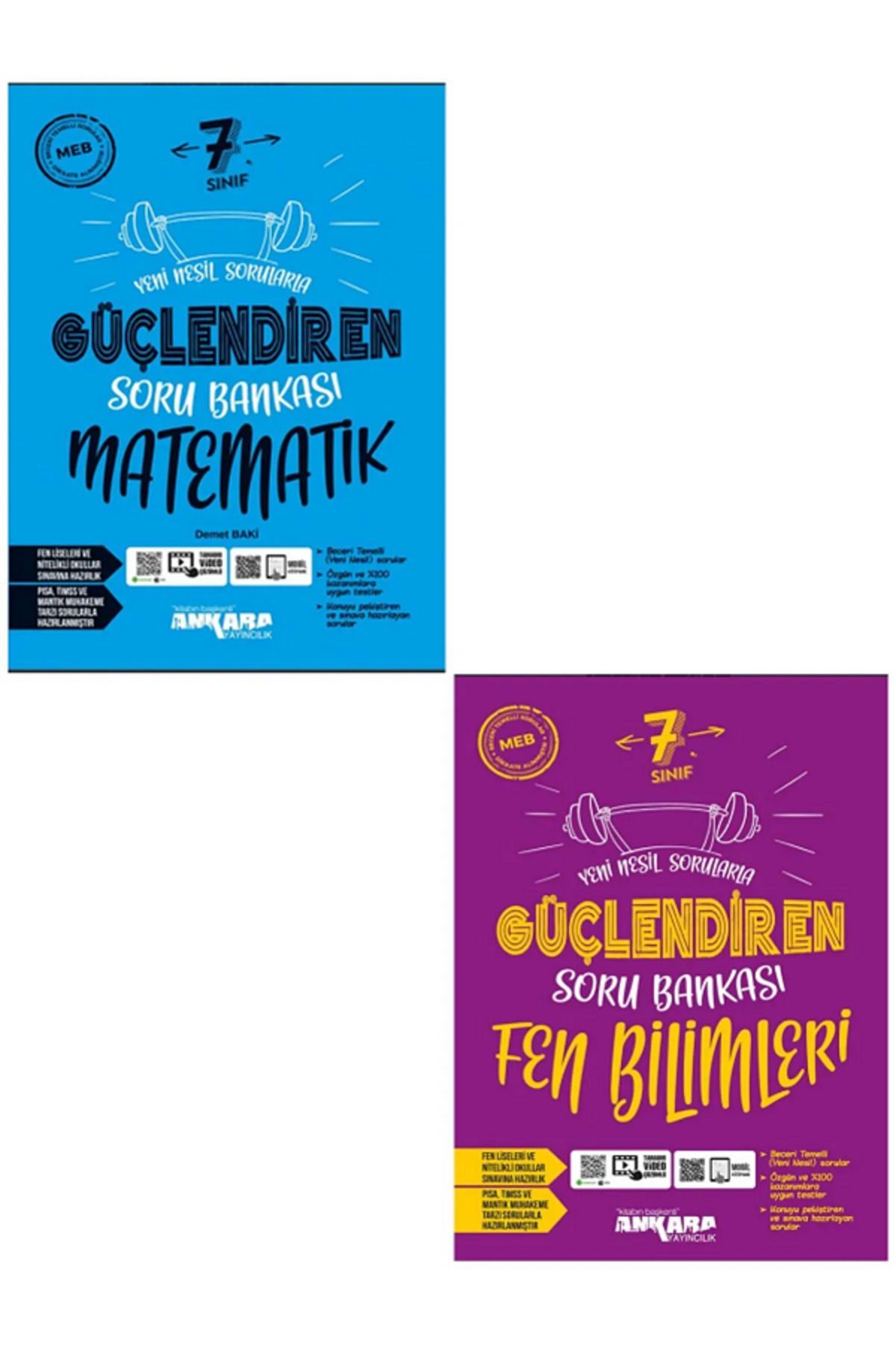 Evrensel İletişim Yayınları 7.Sınıf Ankara Güçlendiren Matematik + Fen Bilimleri Soru Bankası / Yeni Nesil Sorular / 2 KİTAP