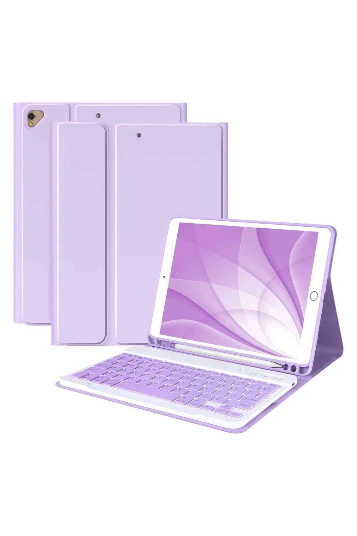 Fuchsia iPad 10.2 7/8/9 Nesil Uyumlu A2197, A2270, A2602 Klavyeli Tablet Kılıfı