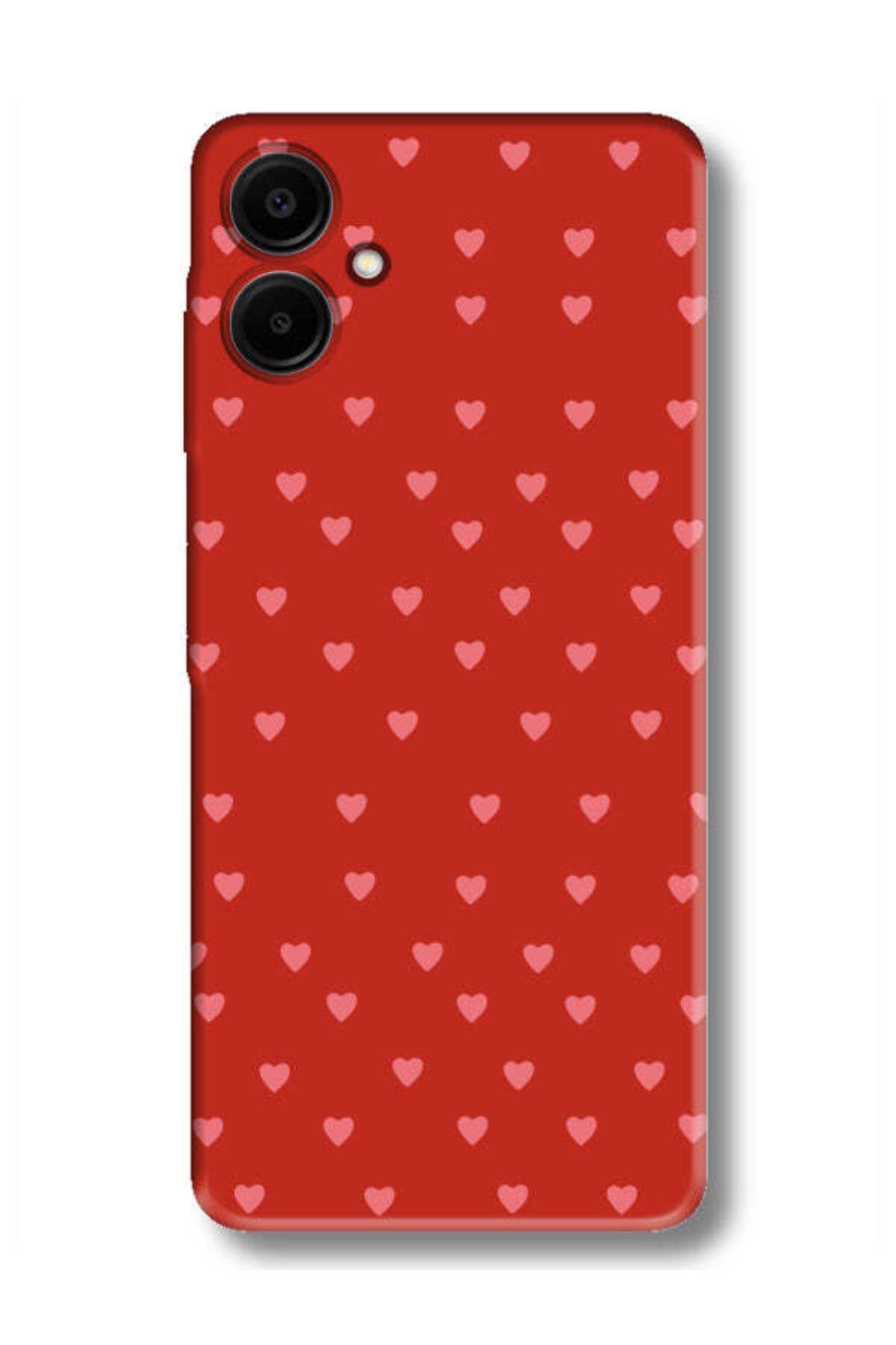 frondcase Samsung A06 Küçük Kalpler Kırmızı Telefon Kılıfı
