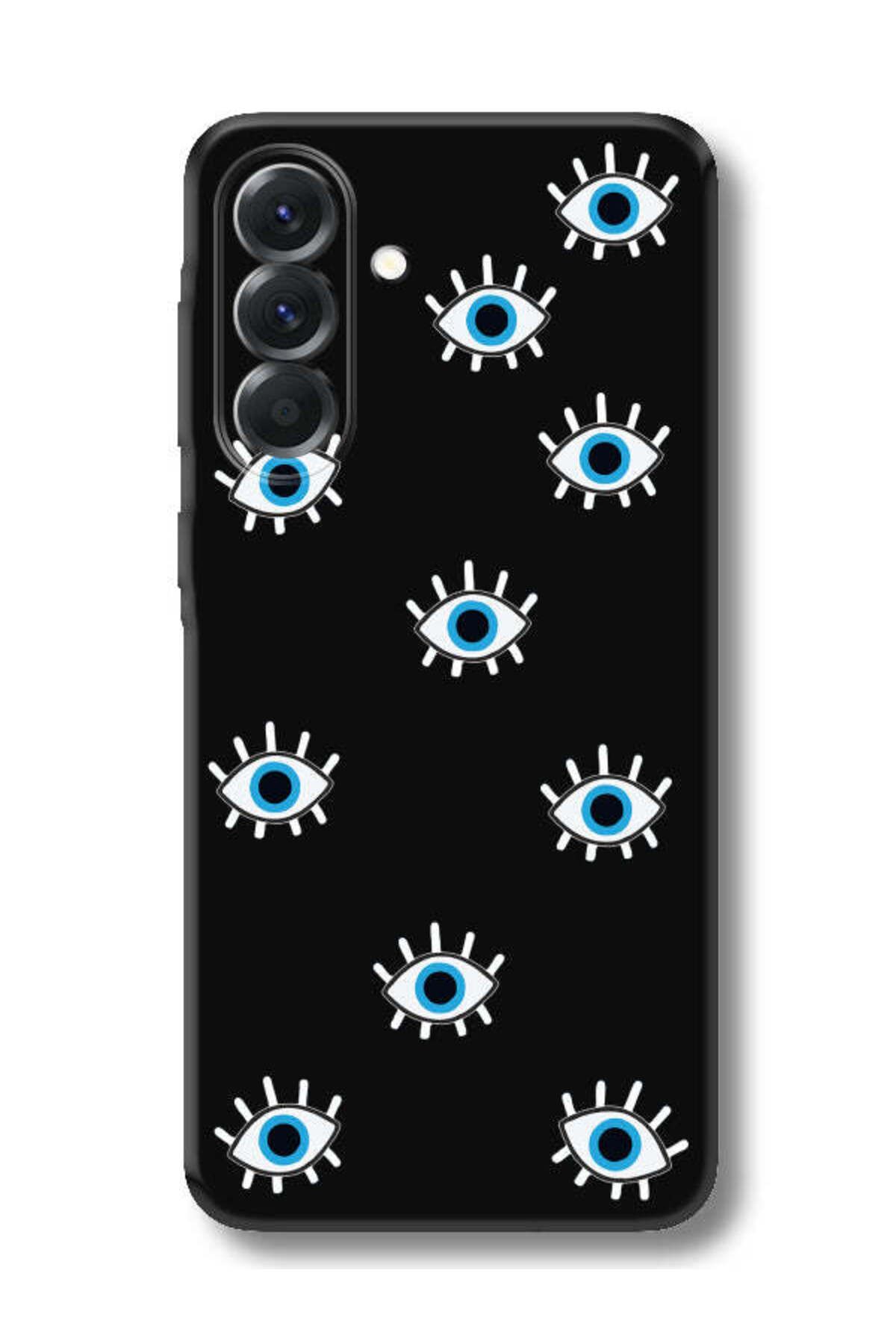 frondcase Samsung A56 Nazar Gözler Siyah Telefon Kılıfı