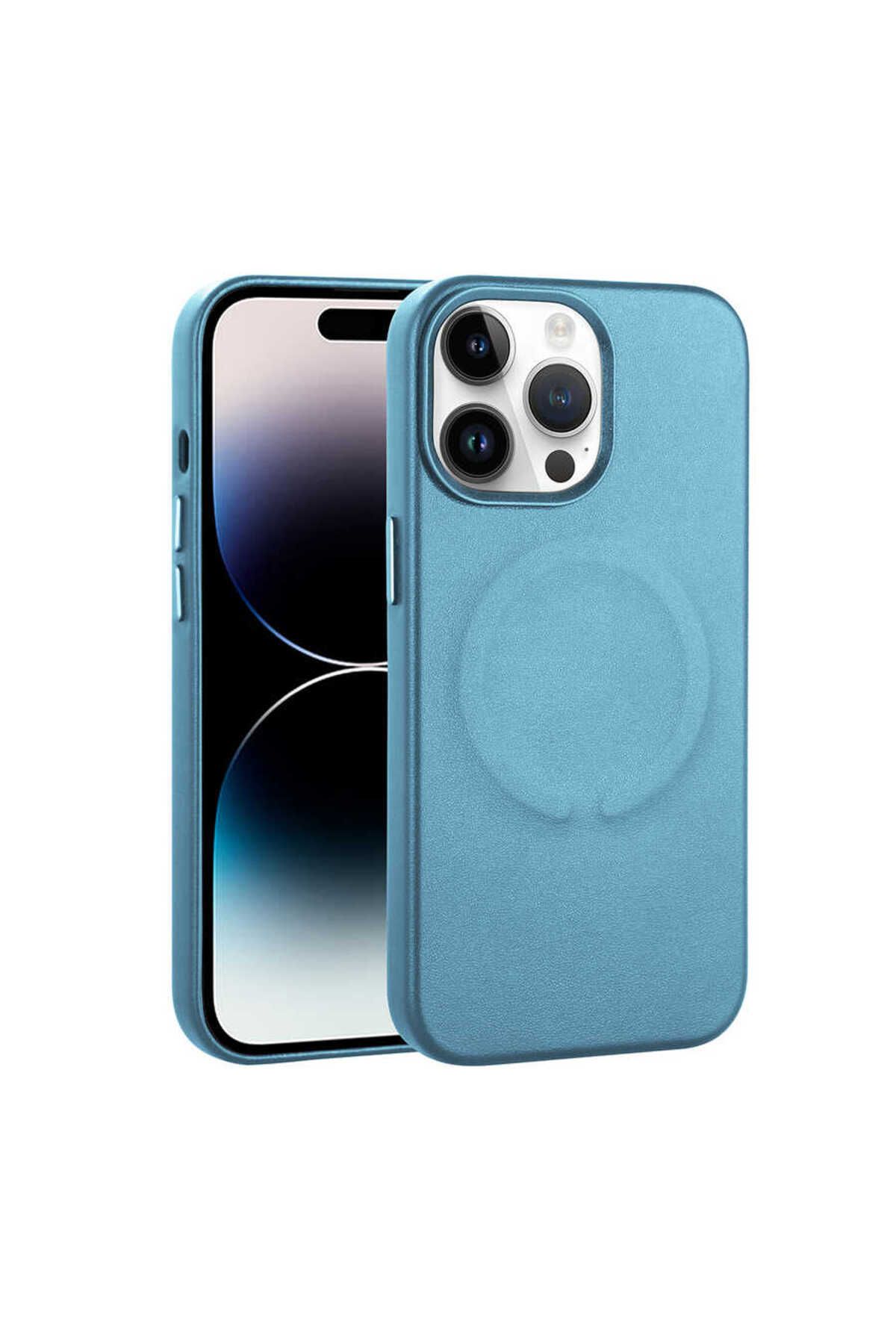 halkhouse Apple iPhone 14 Pro Max Kılıf PU Deri Magsafe Wireless Şarj Özellikli Şık Lüks Derix Kapak