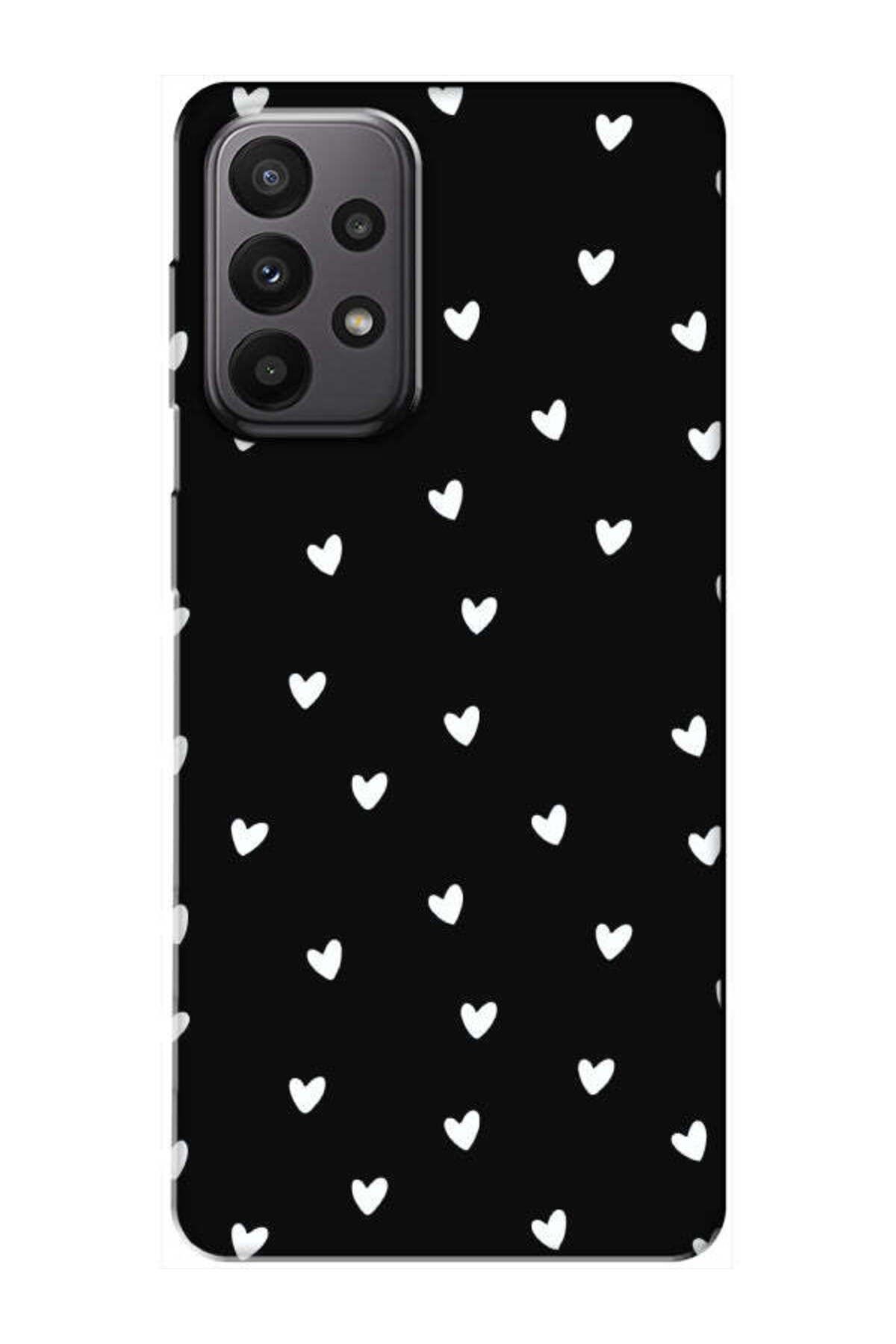 frondcase Samsung A23 Küçük Kalpler Siyah Telefon Kılıfı