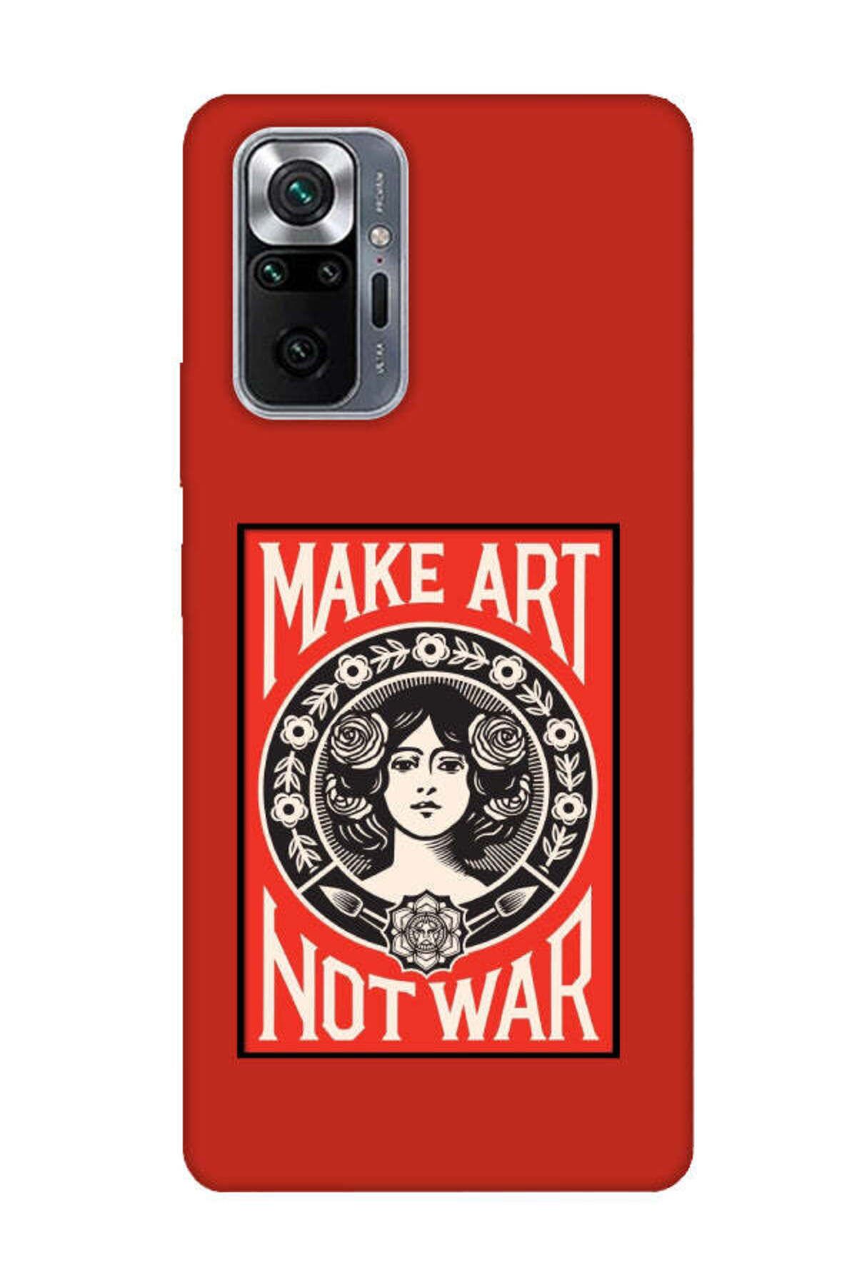 frondcase Redmi Note 10 Pro Make Art Not War Kırmızı Telefon Kılıfı
