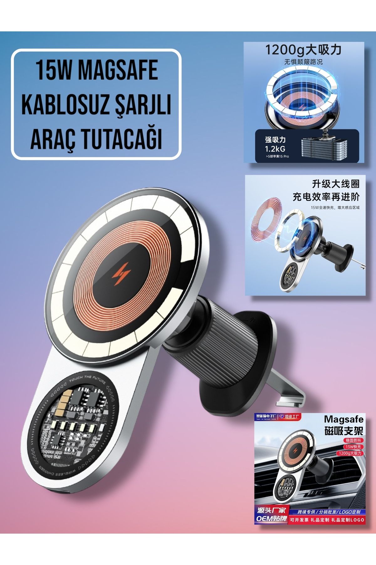 bestcase 15W Kablosuz Şarj Özellikli Magsafe Özellikli Araç içi Telefon Tutacağı Mıknatıslı