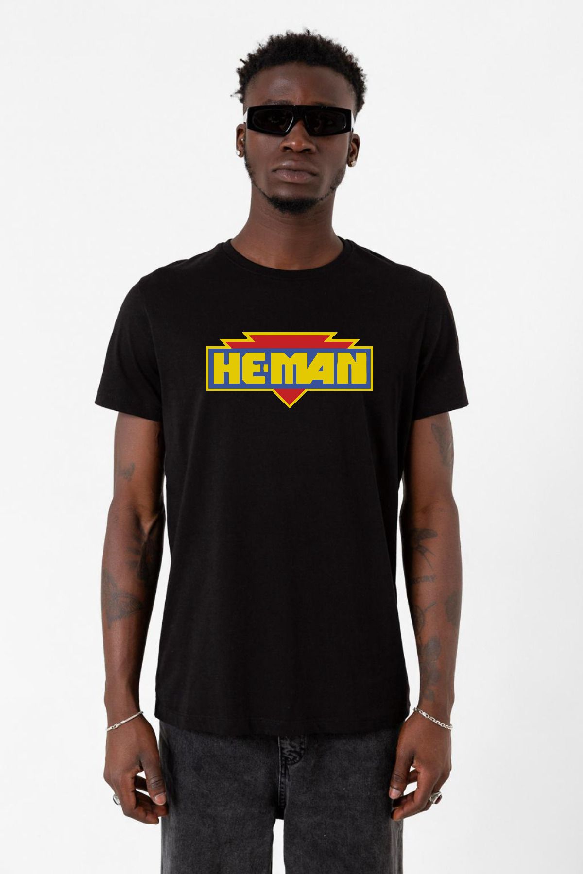 Tshirthane He Man Logo Siyah Erkek Tshirt