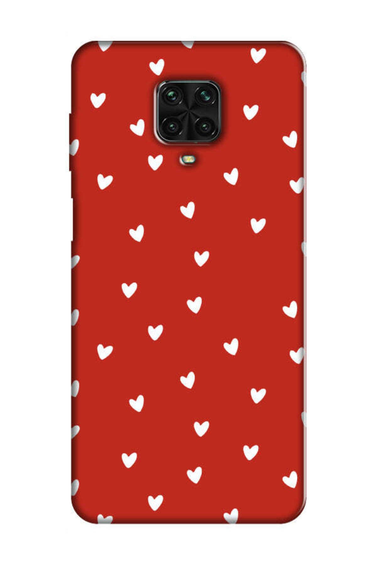 frondcase Redmi Note 9 Pro Küçük Kalpler Kırmızı Telefon Kılıfı