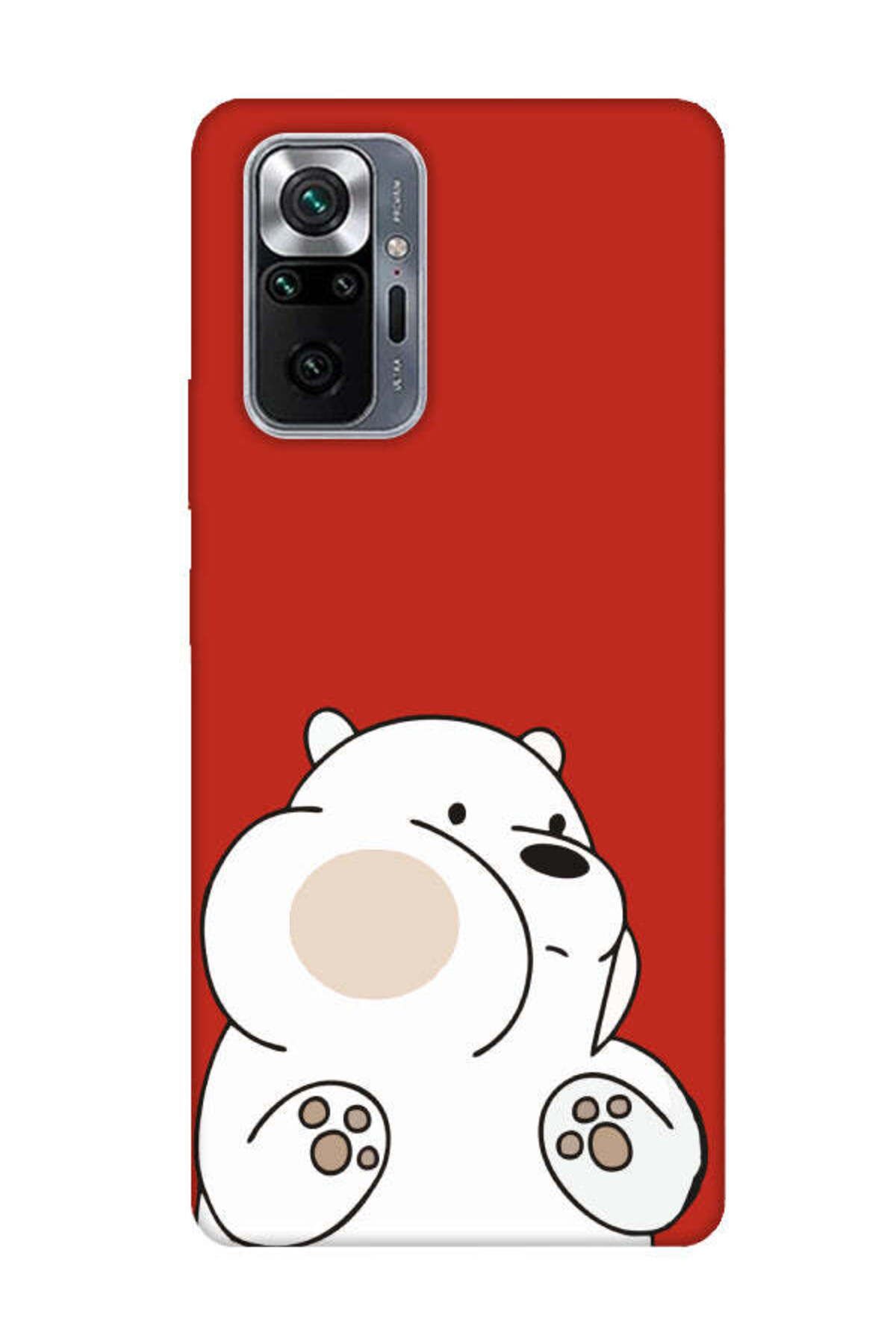 frondcase Redmi Note 10 Pro Panda Kırmızı Telefon Kılıfı