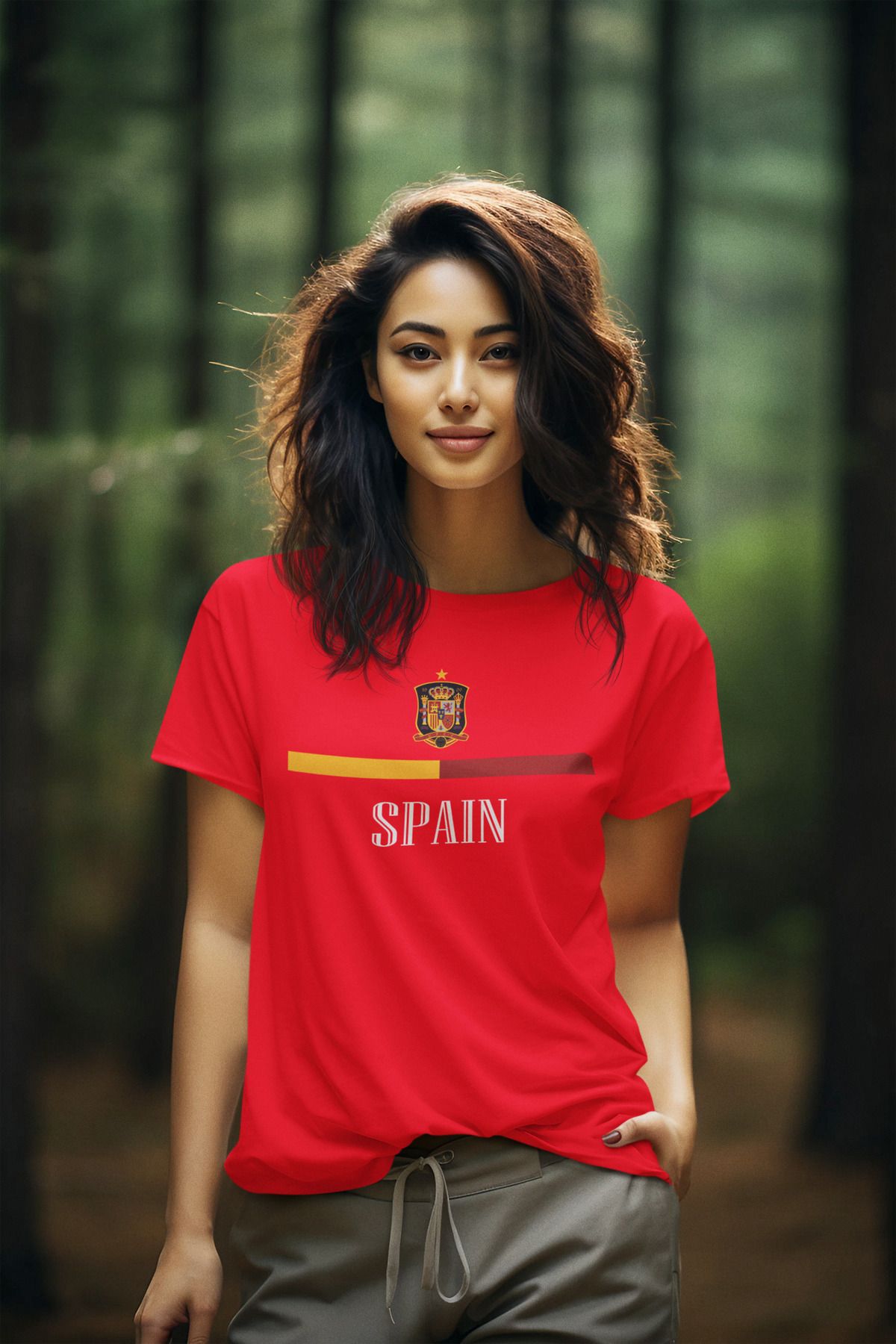 Biy Store İspanya milli takım forma baskılı spain unisex kısa kollu kadın erkek tişört t-shirt