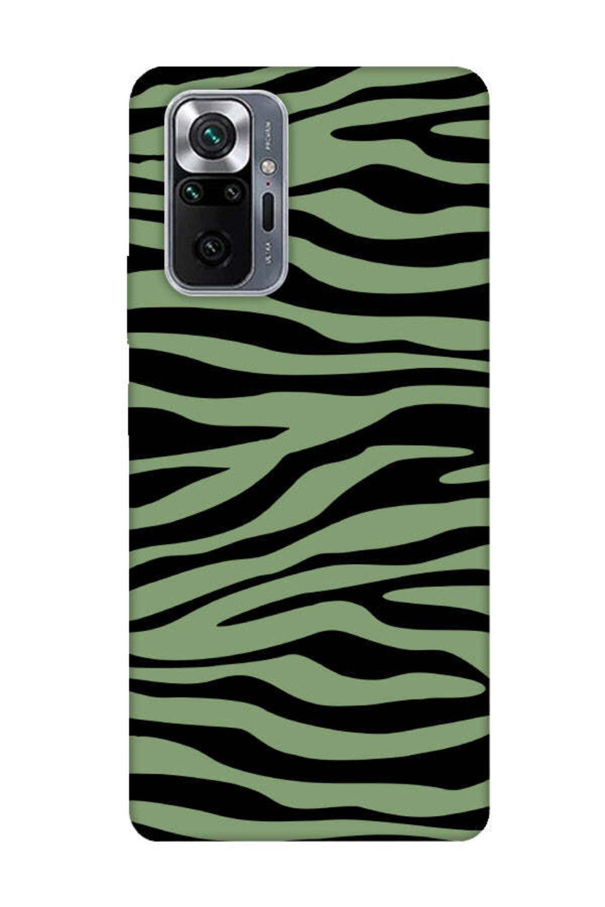 frondcase Redmi Note 10 Pro Zebra Desenli Yeşil Telefon Kılıfı