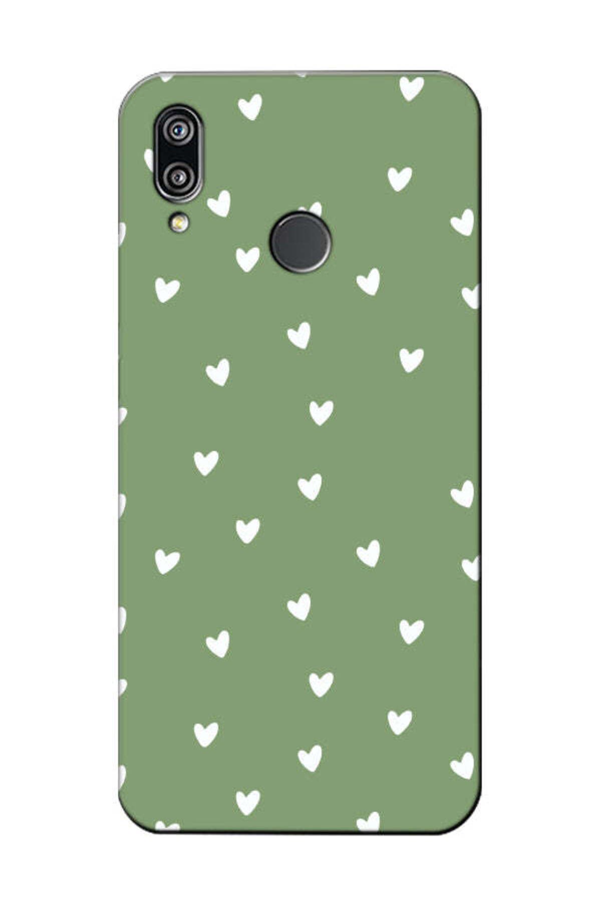 frondcase Huawei P20 Lite Küçük Kalpler Yeşil Telefon Kılıfı