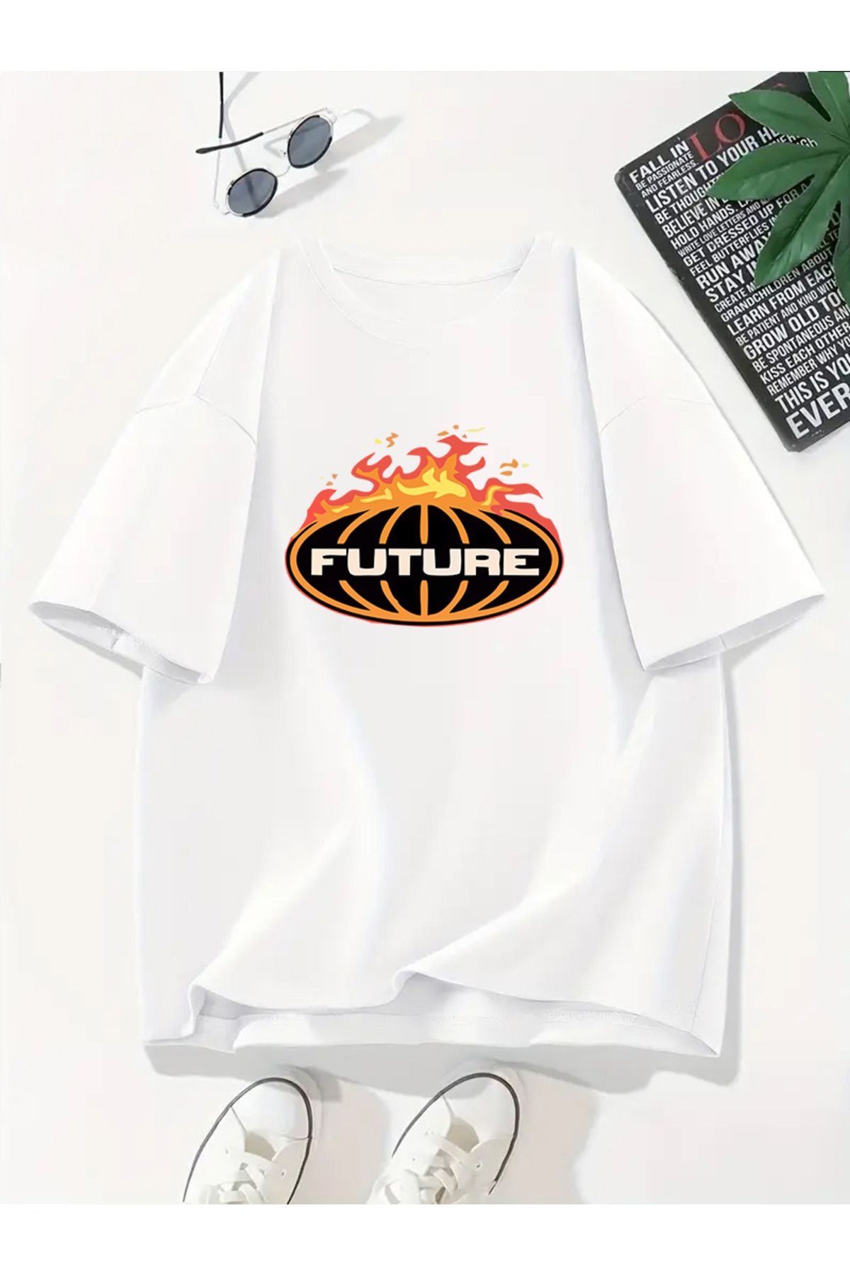 MODA Unisex Oversize Kalıp Future Baskılı T-Shirt