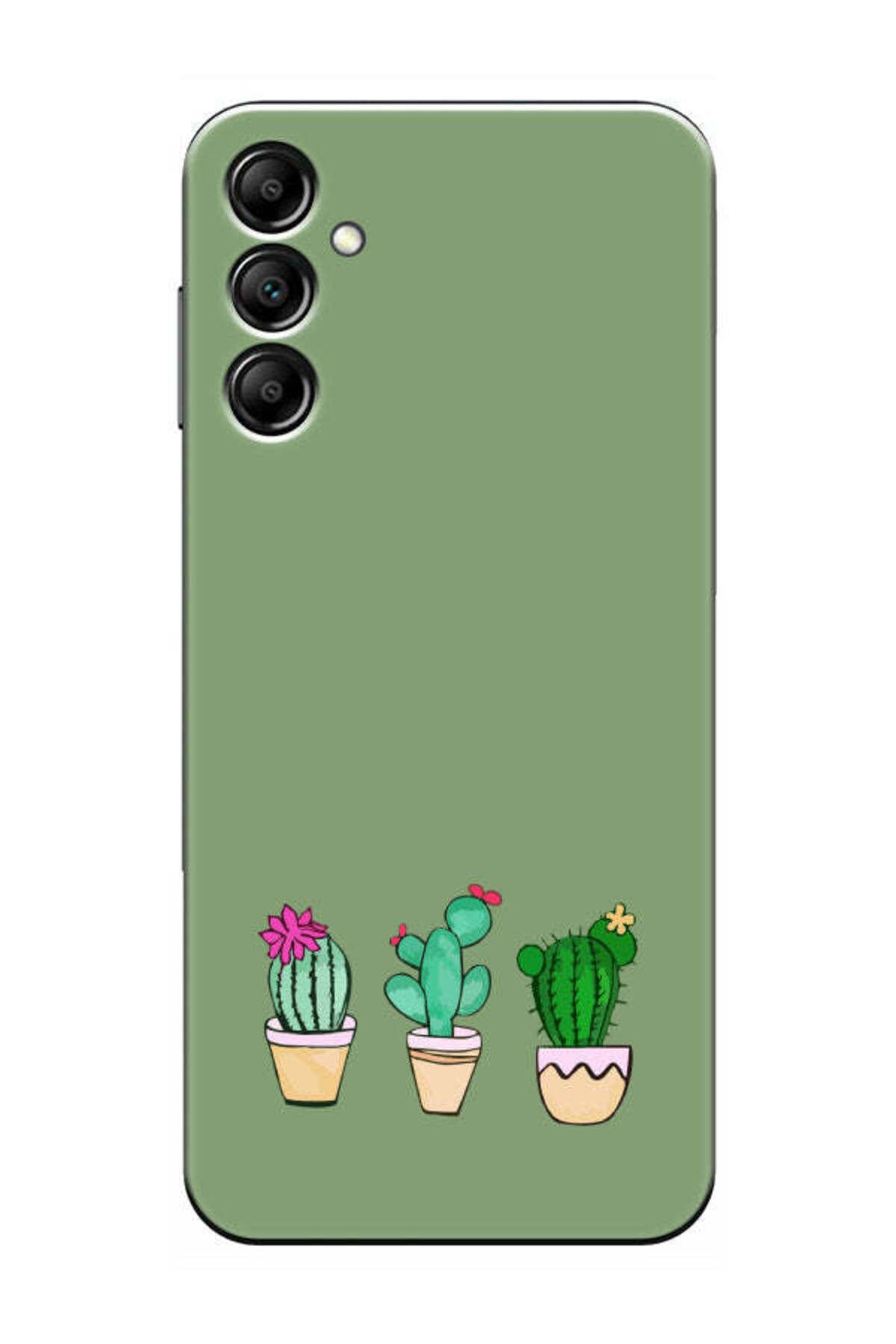 frondcase Samsung A15 Kaktüs Desenli Yeşil Telefon Kılıfı