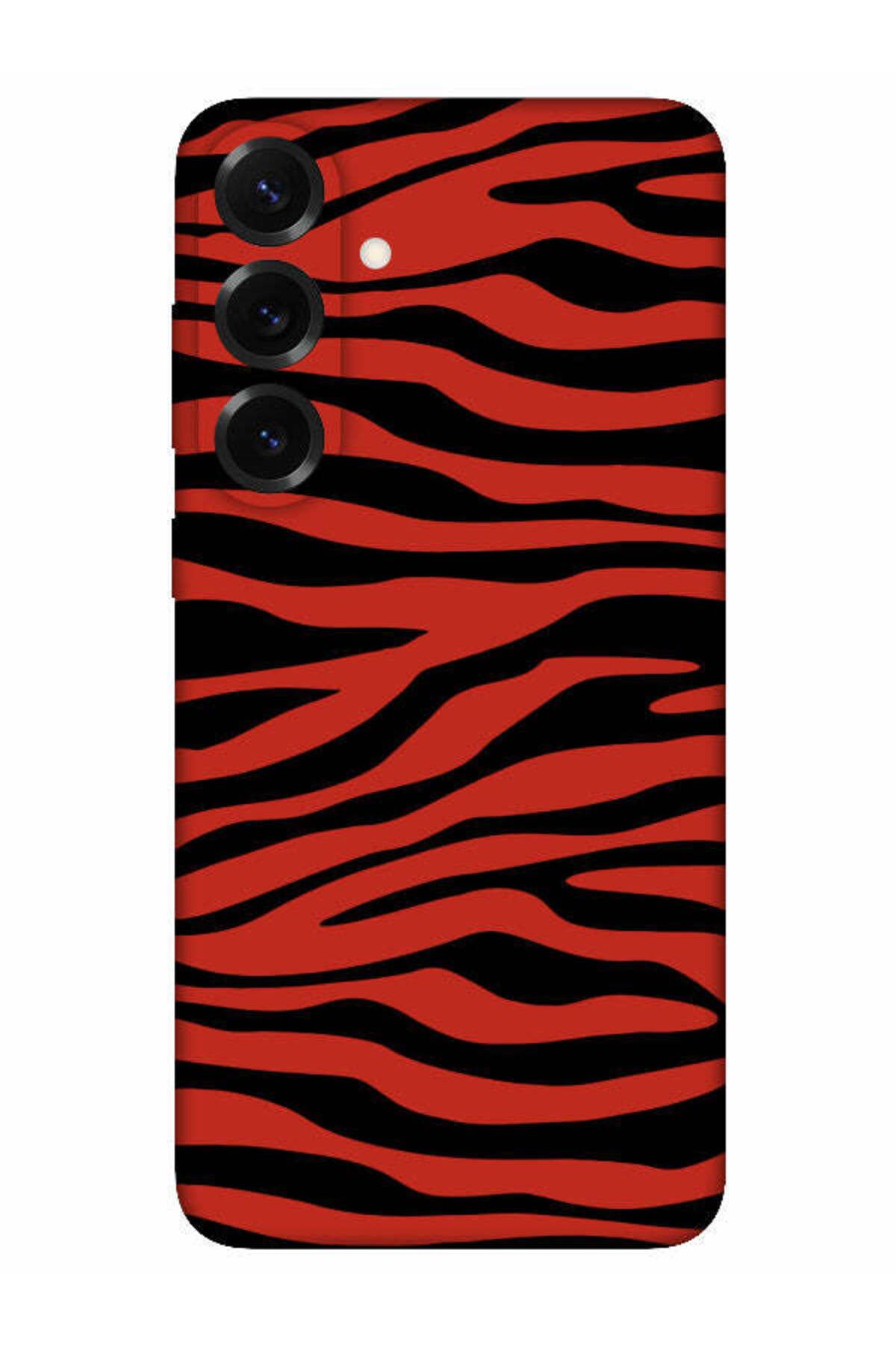 frondcase Samsung S25 Zebra Desenli Kırmızı Telefon Kılıfı
