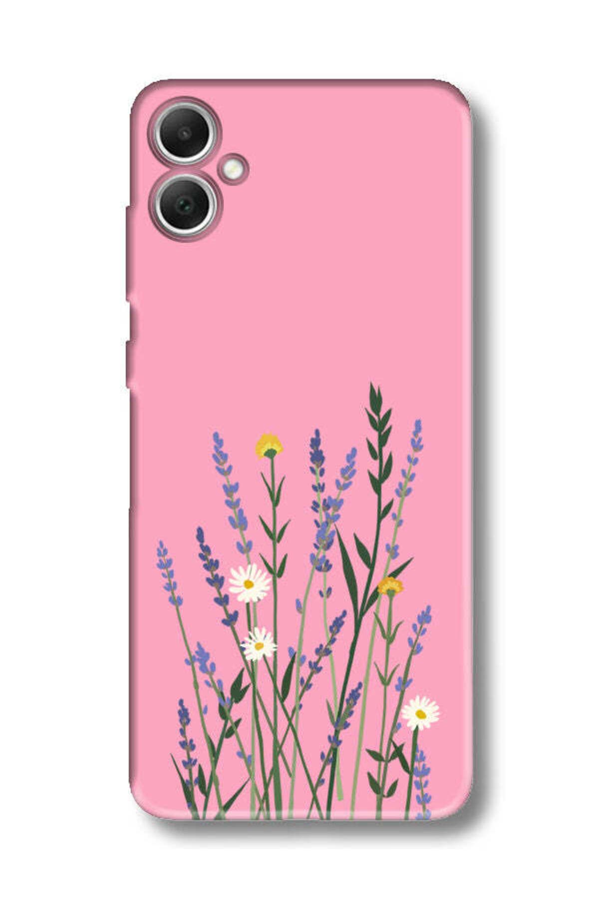 frondcase Samsung A05 Lavanta Desenli Pembe Telefon Kılıfı