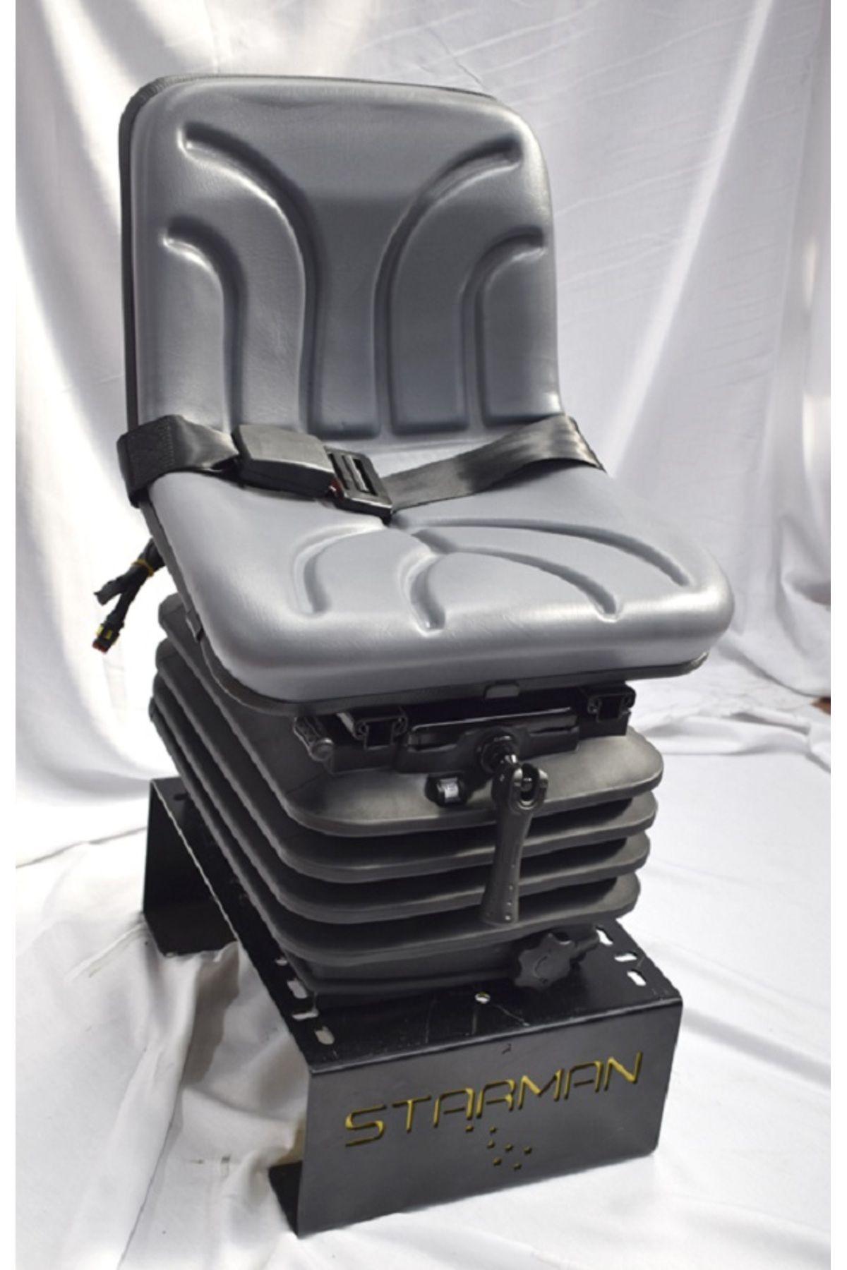 STARSEAT GRI SUNİ DERİ - Traktör Sürücü Koltuğu Yükseklik Ayarlı, Yaylı Ve Amortisörlü, Körüklü Mekanizma