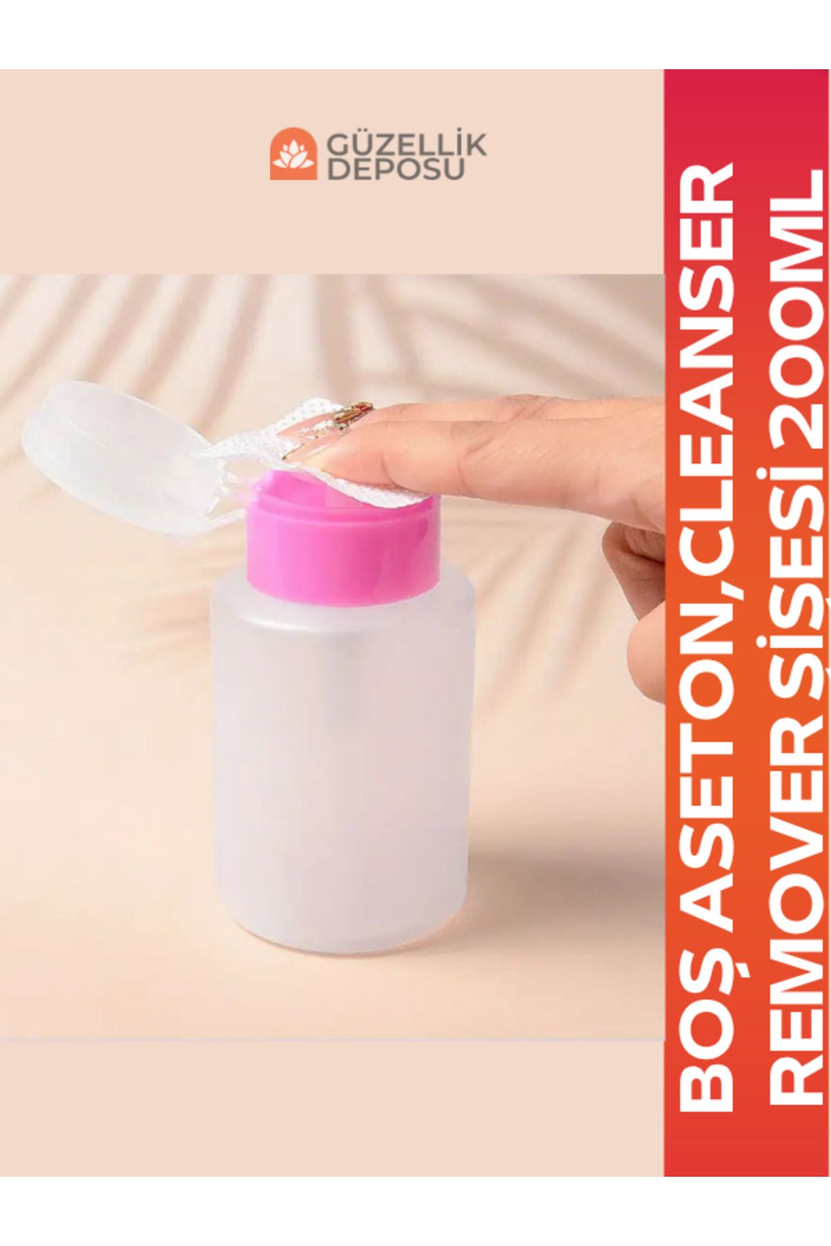 Güzellik Deposu Boş Aseton Pompası ,tırnak Cleanser,tırnak Remover Şişesi 200 ml