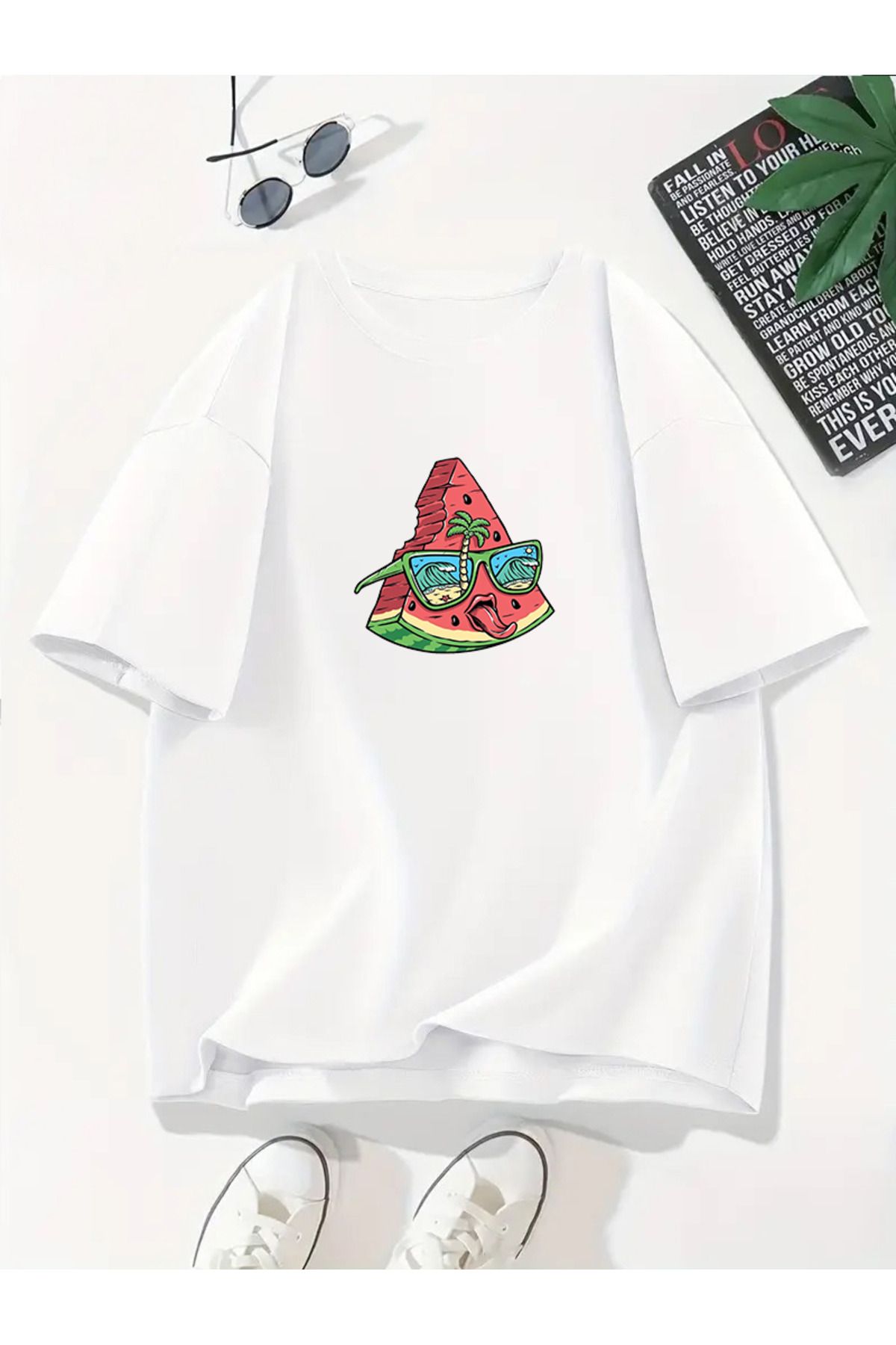 MODA Unisex Oversize Kalıp Karpuz Baskılı T-Shirt