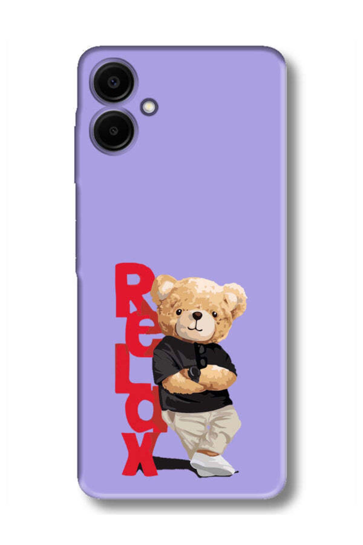 frondcase Samsung A06 Teddy Bear Relax Lila Telefon Kılıfı