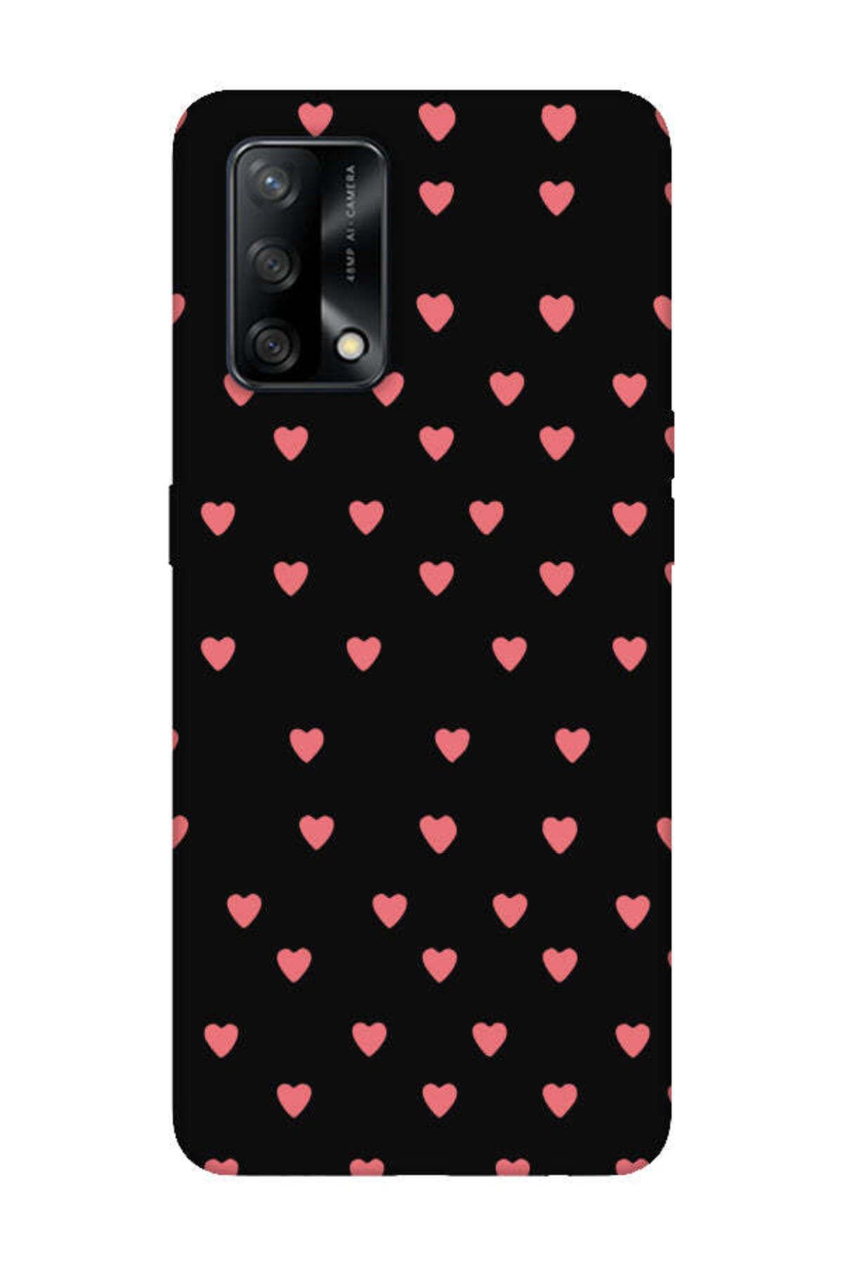 frondcase Oppo A74 Küçük Kalpler Siyah Telefon Kılıfı