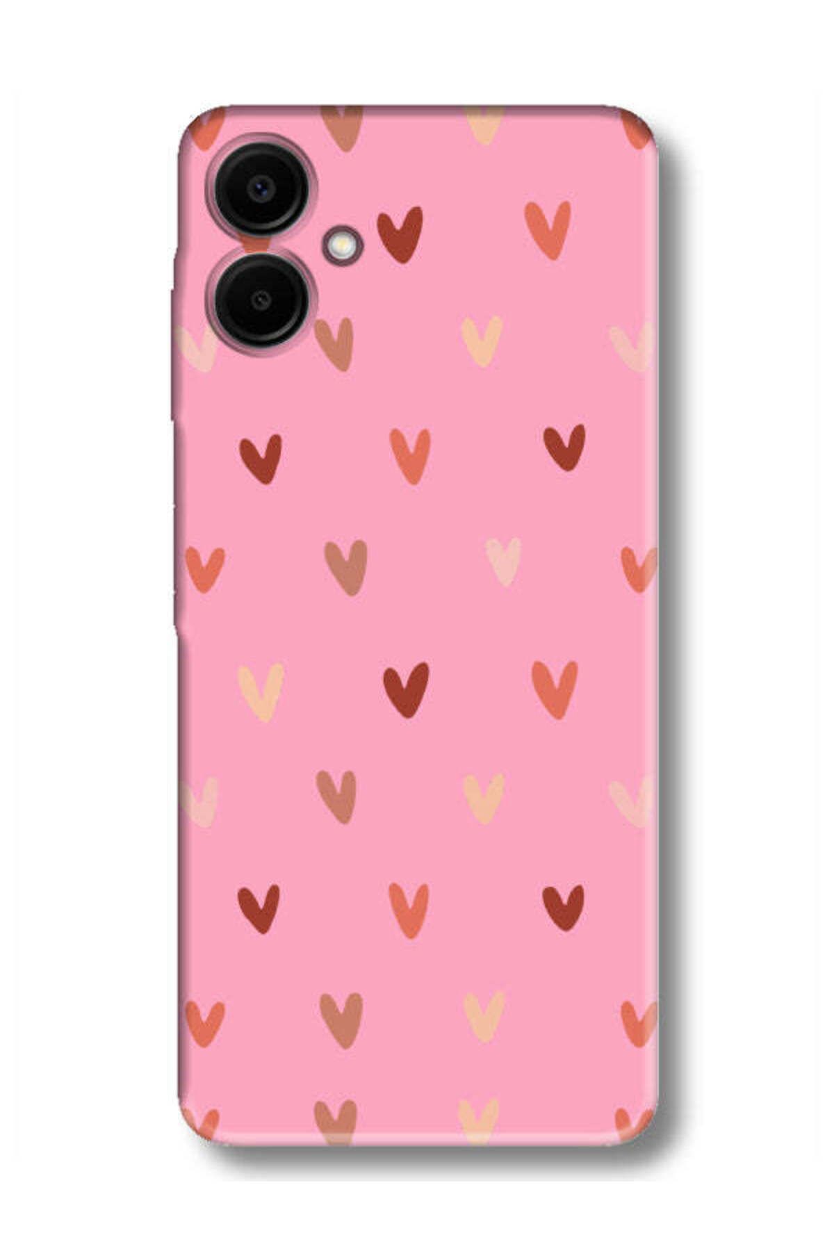 frondcase Samsung A06 Kalp Desenli Pembe Telefon Kılıfı