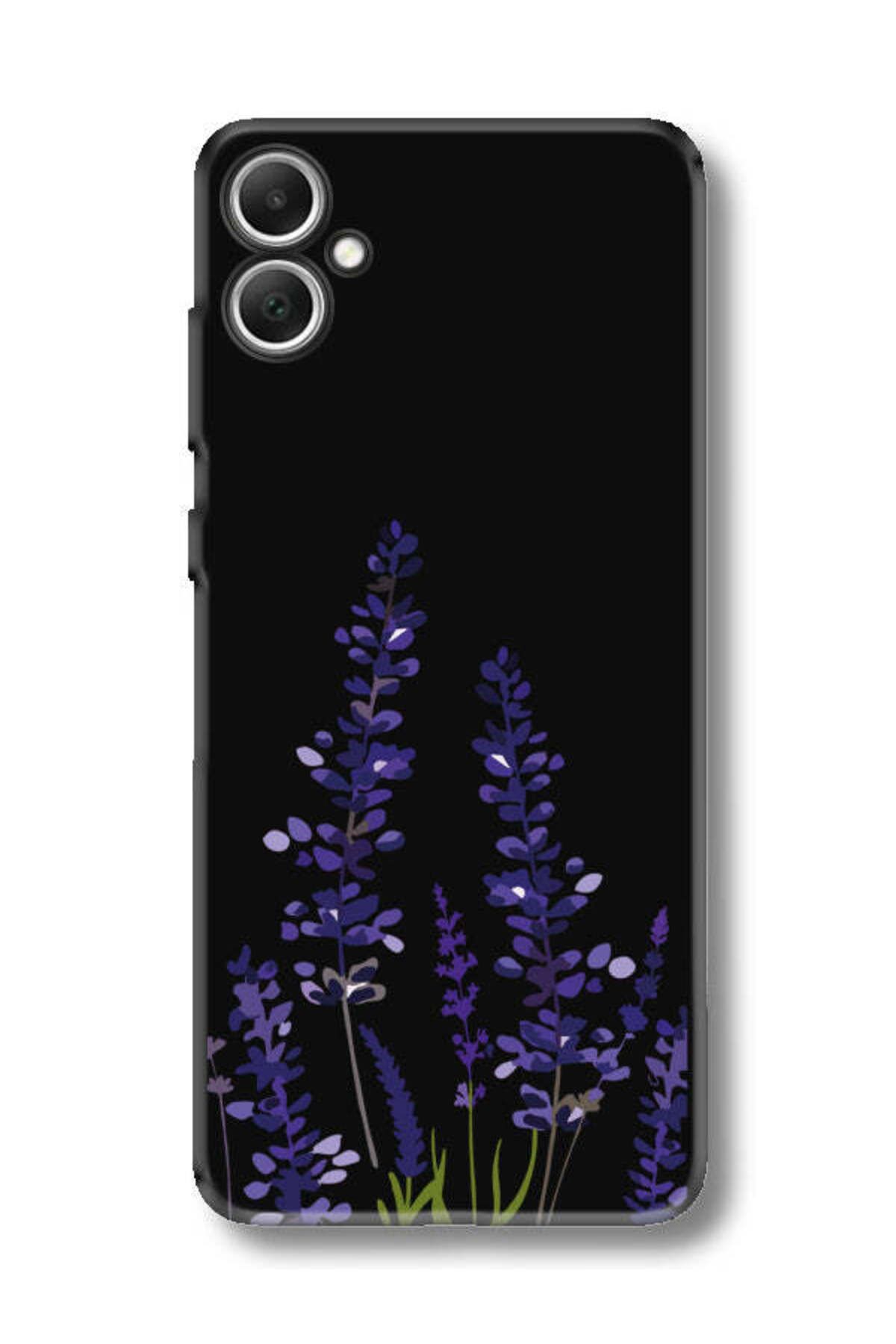 frondcase Samsung A05 Lavanta Desenli Siyah Telefon Kılıfı