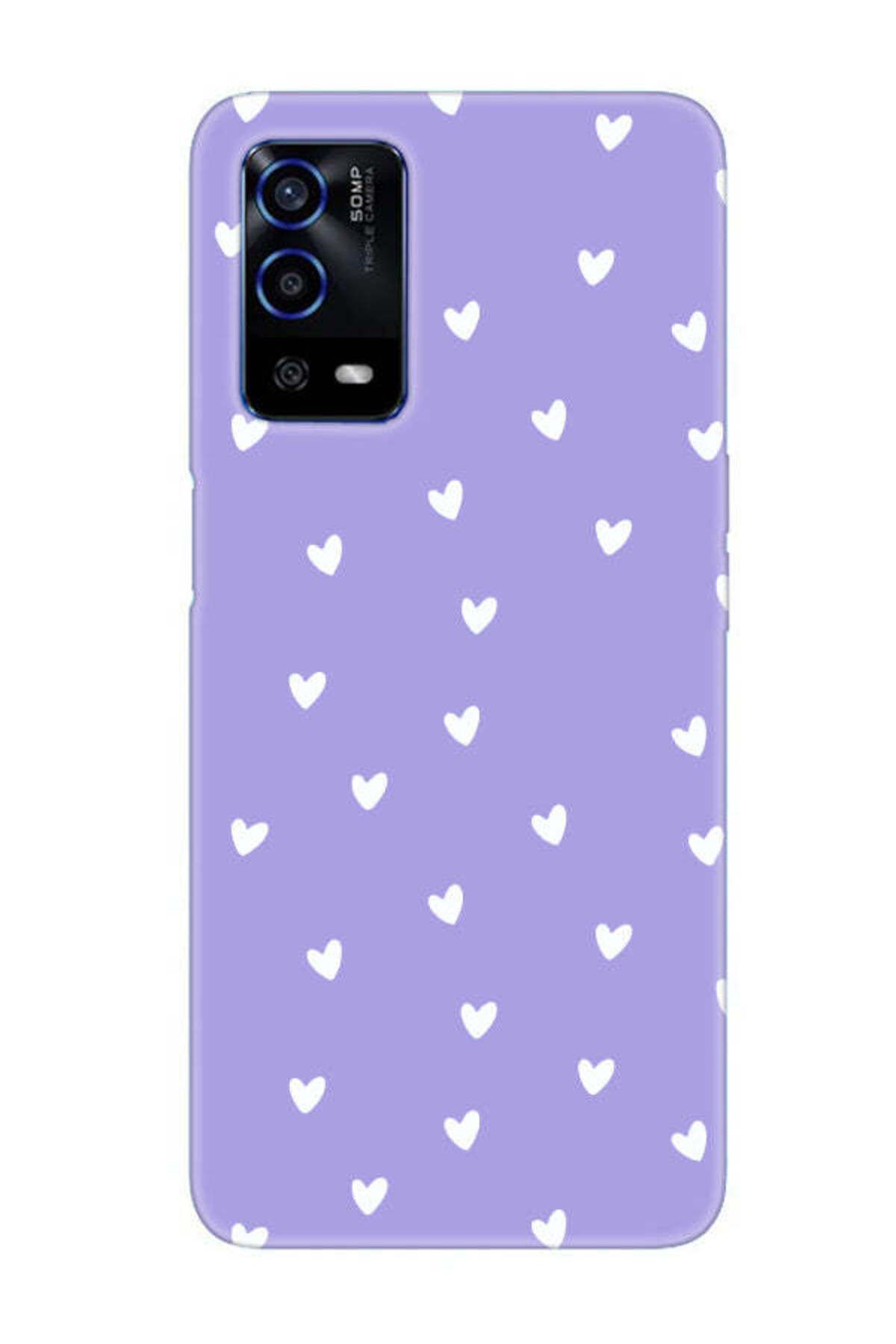 frondcase Oppo A55 Küçük Kalpler Lila Telefon Kılıfı