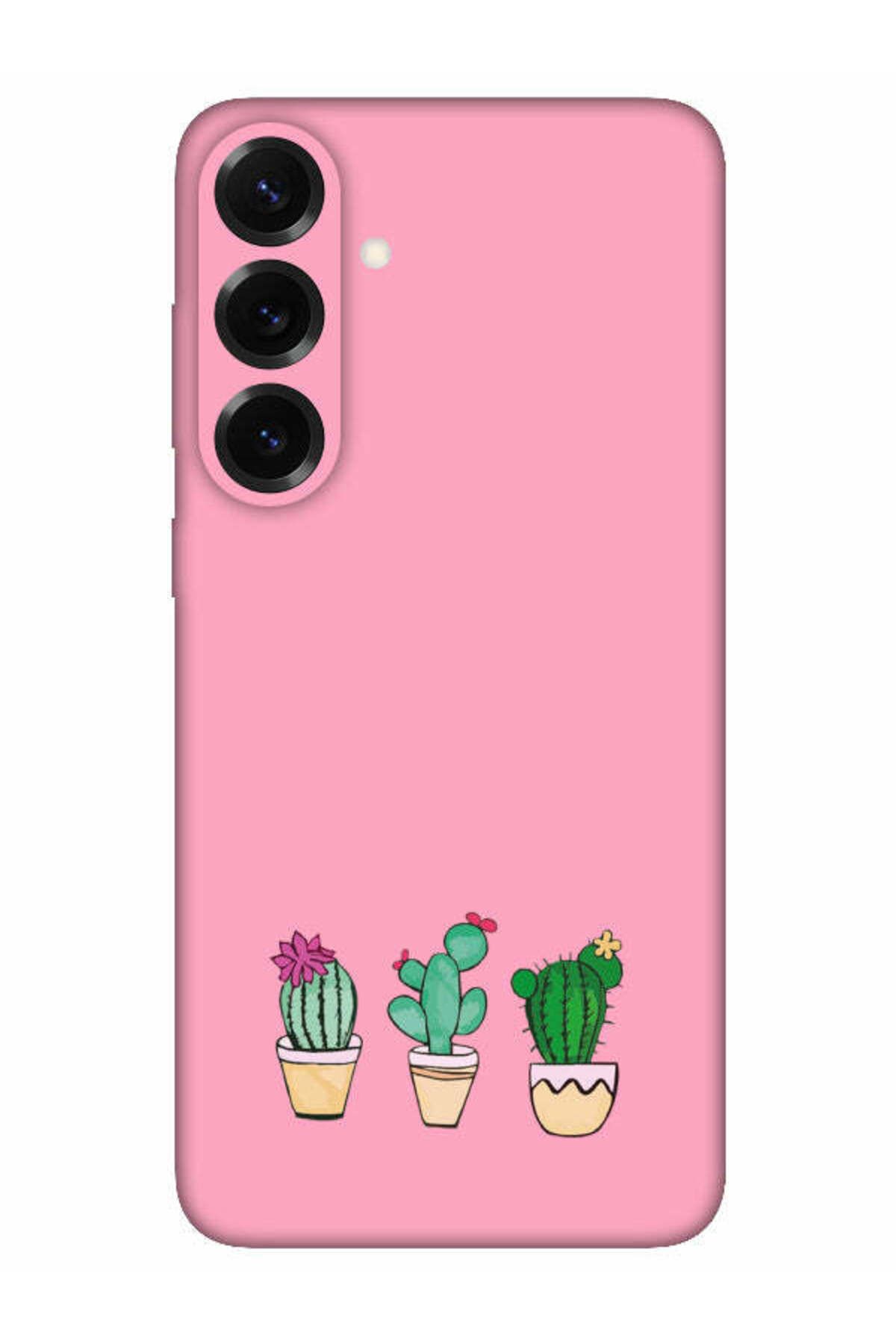 frondcase Samsung S25 Kaktüs Desenli Pembe Telefon Kılıfı