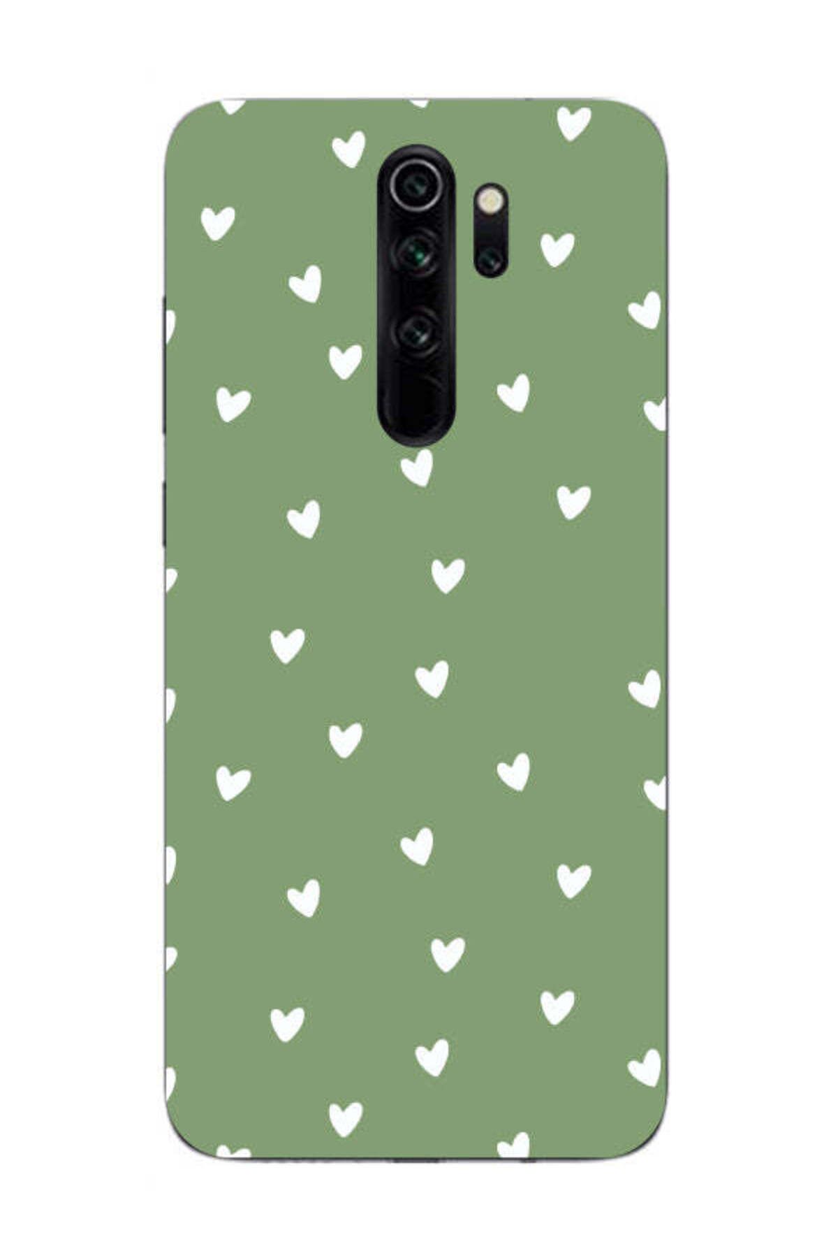frondcase Redmi Note 8 Pro Küçük Kalpler Yeşil Telefon Kılıfı