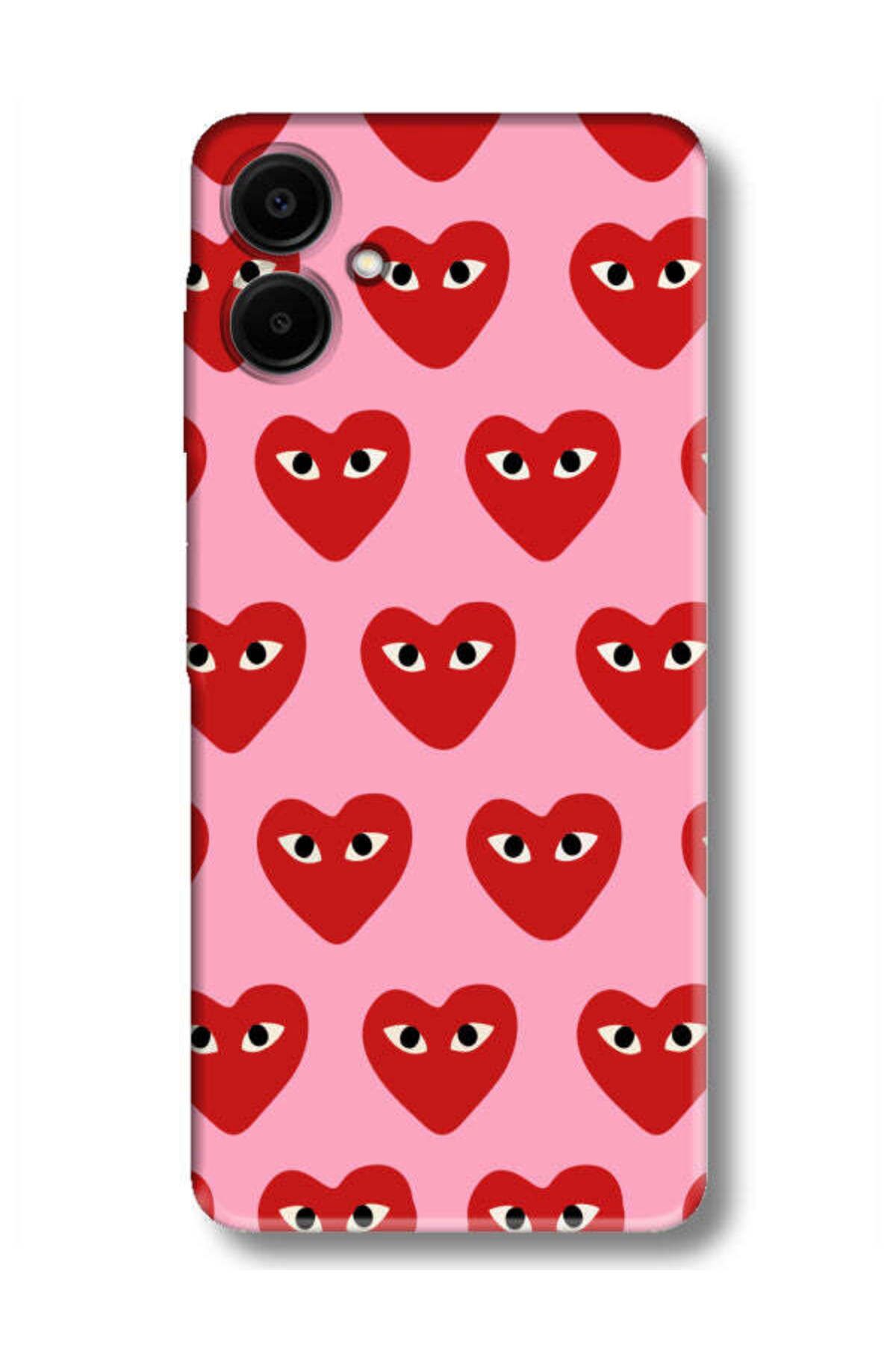 frondcase Samsung A06 Gözlü Kalp Pembe Telefon Kılıfı