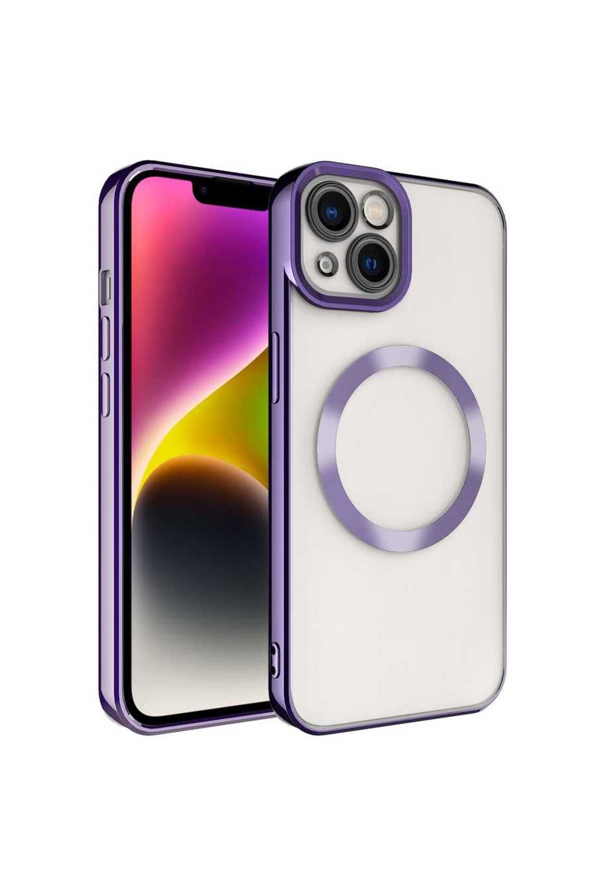 halkhouse İphone 14 Plus Kılıf Magsafe Wireless Şarj Özellikli Renkli İnce Silikon Setro Silikon