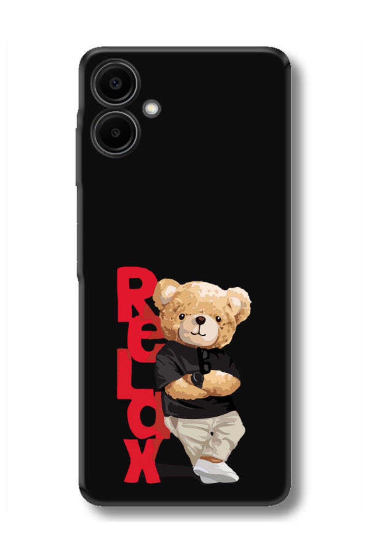 frondcase Samsung A06 Teddy Bear Relax Siyah Telefon Kılıfı