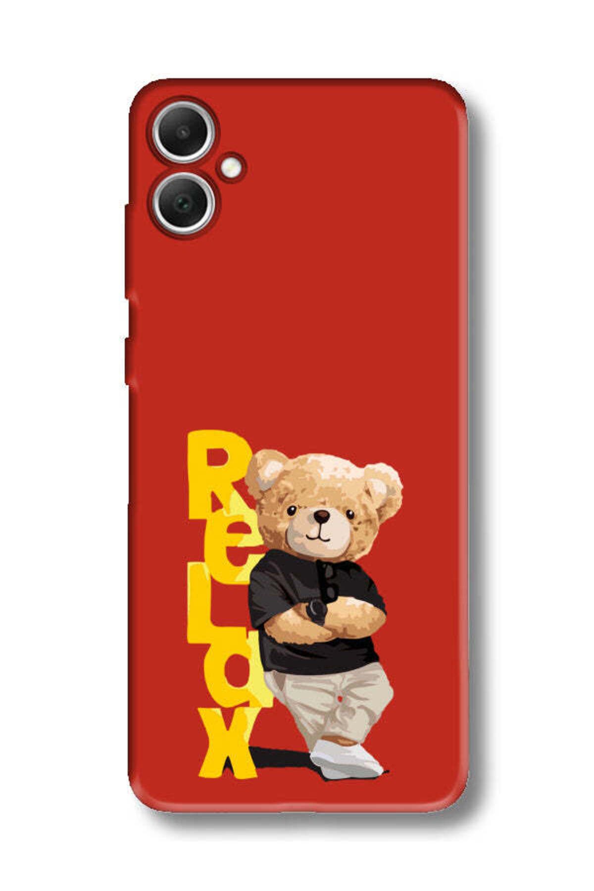 frondcase Samsung A05 Teddy Bear Relax Kırmızı Telefon Kılıfı