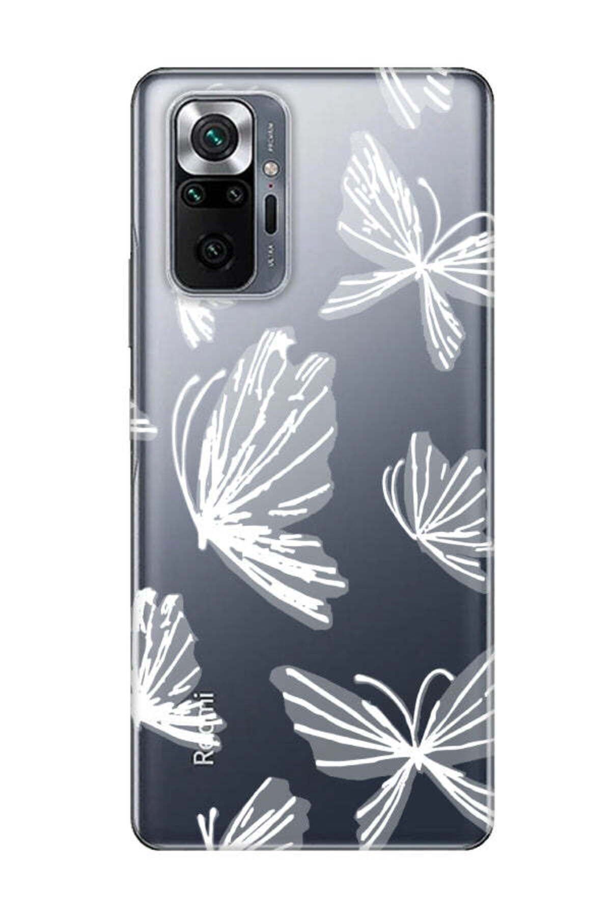 frondcase Redmi Note 10 Pro Kelebek Şeffaf Şeffaf Telefon Kılıfı