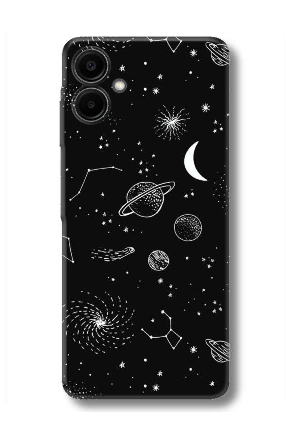frondcase Samsung A06 Gezegenler Siyah Telefon Kılıfı