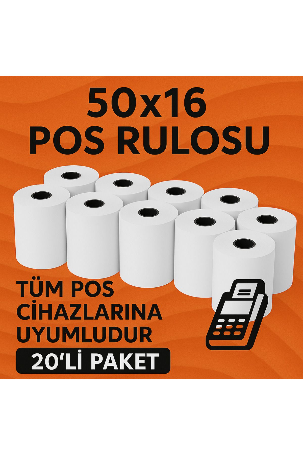 ANI OFİS KIRTASİYE A K 50x16 Termal Pos Kağıdı Rulosu 20'li - Tüm Pos Cihazlara Uyumlu