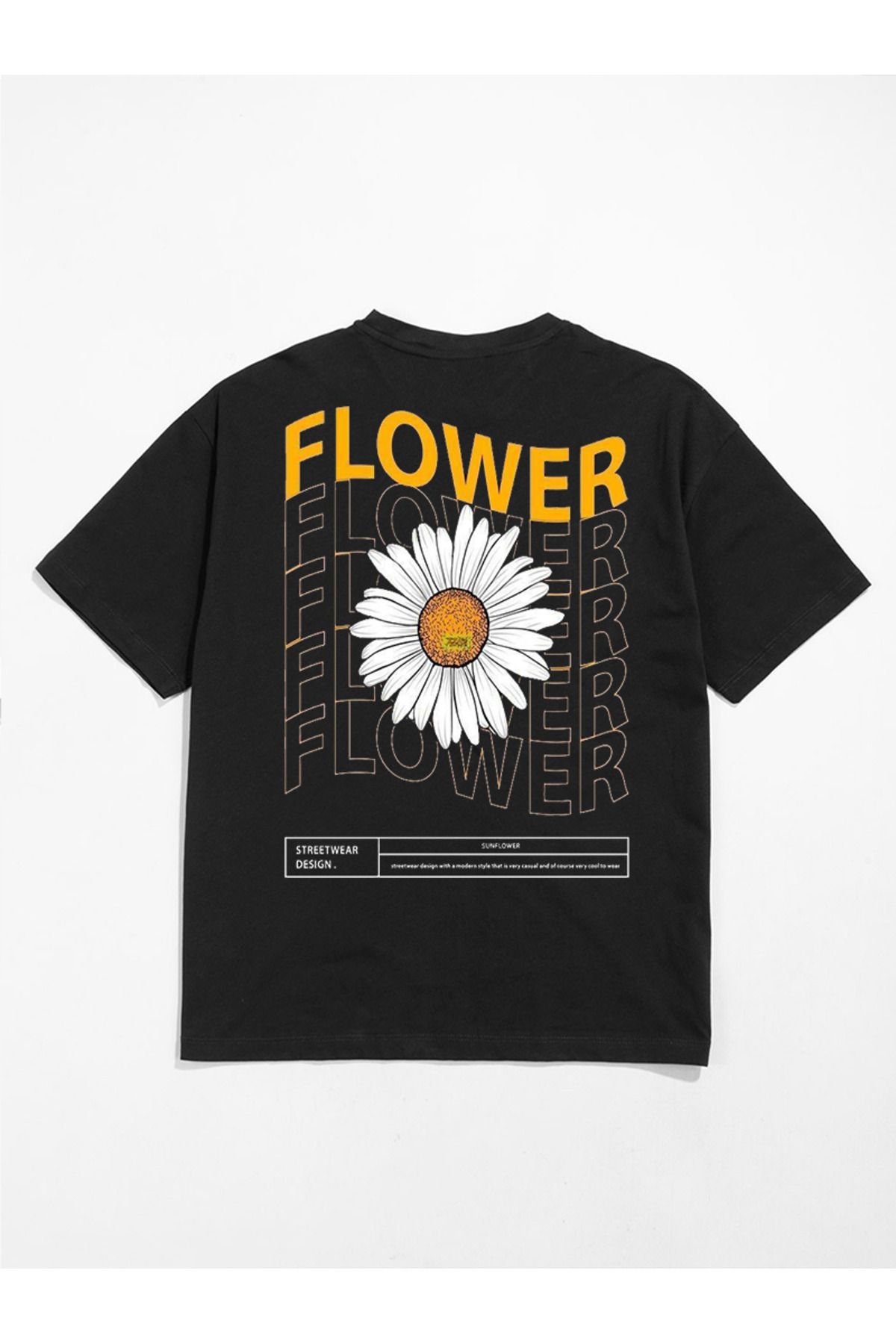 MODA Unisex Oversize Kalıp Flower Baskılı T-Shirt