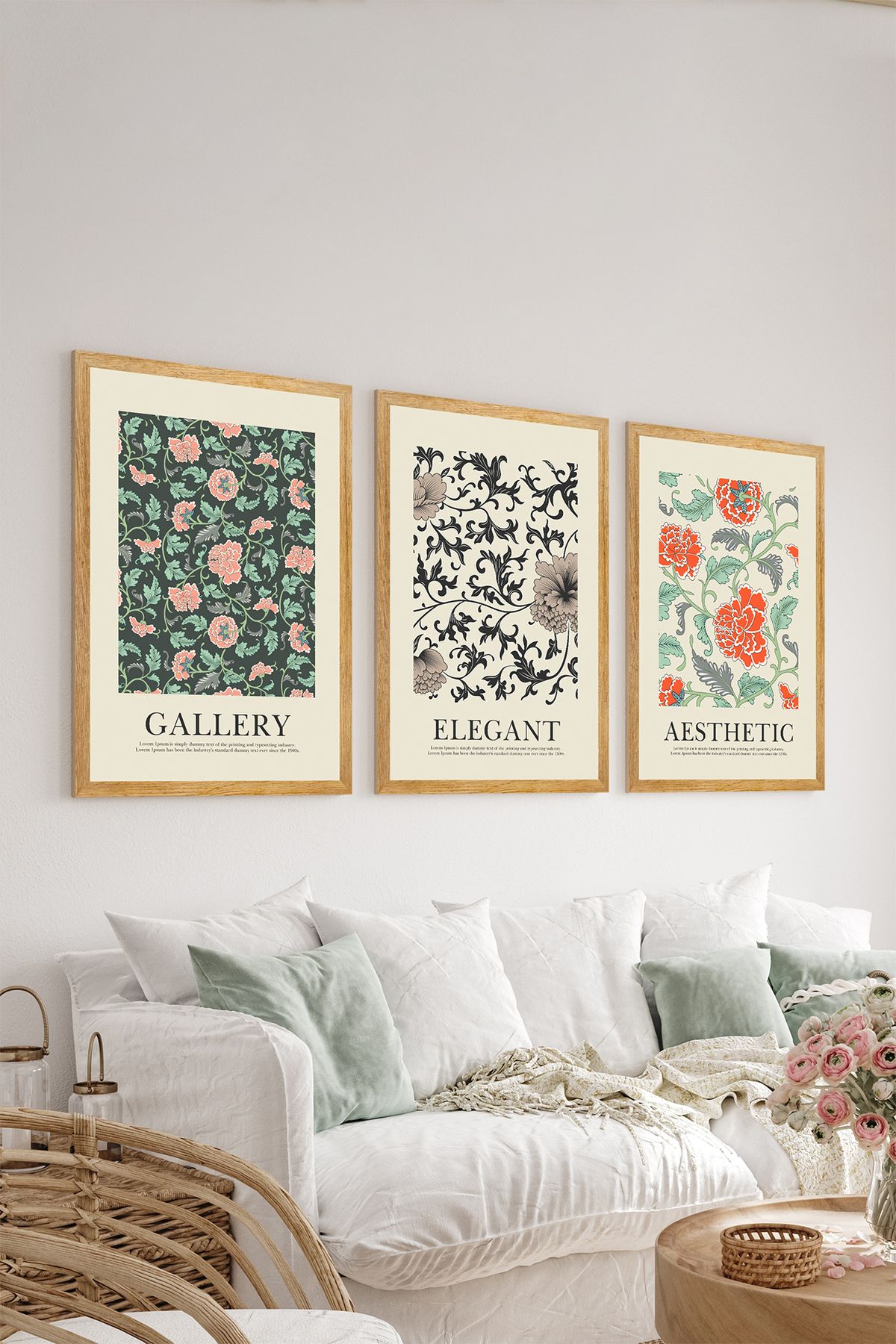 artflow 3 Parça Çerçeve Görünümlü Mdf Tablo Seti