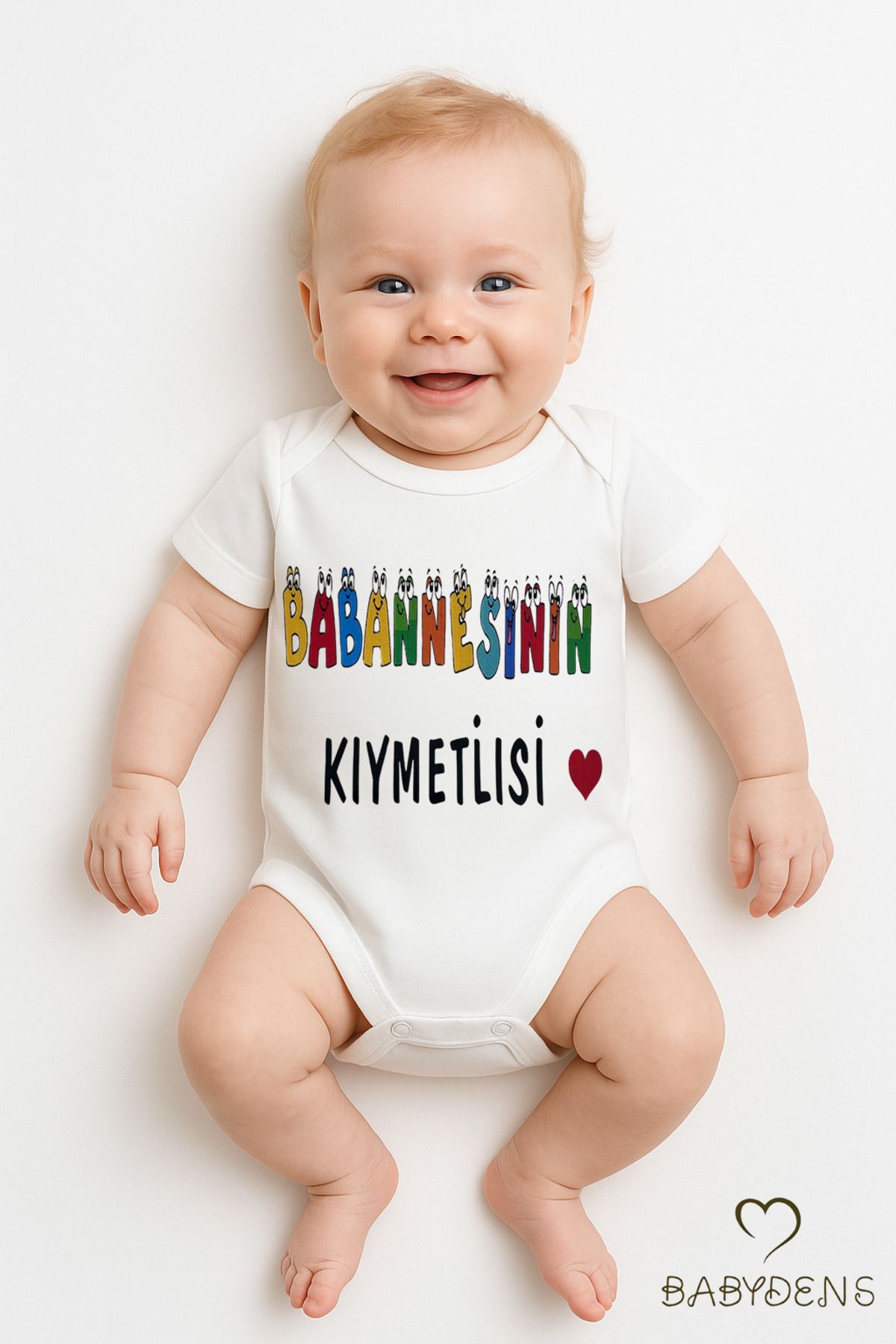 BABYDEN'S Babaannesinin Kıymetlisi Yazılı Çıtçıtlı Bebek Body Tulum | %100 Pamuk Kısa Kollu Zıbın | 0-3Ay-24Ay