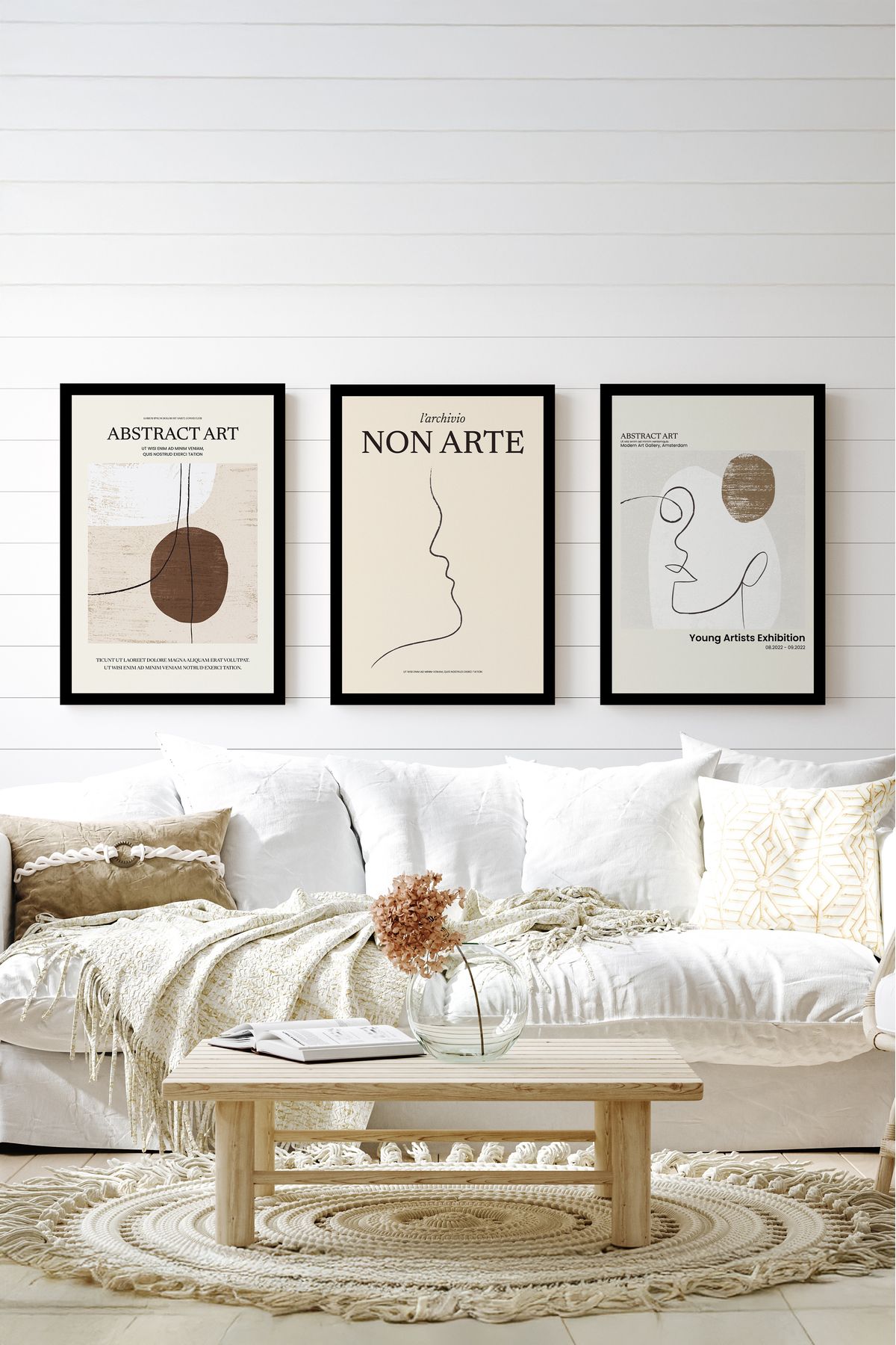 artflow 3 Parça Çerçeve Görünümlü Mdf Tablo Seti