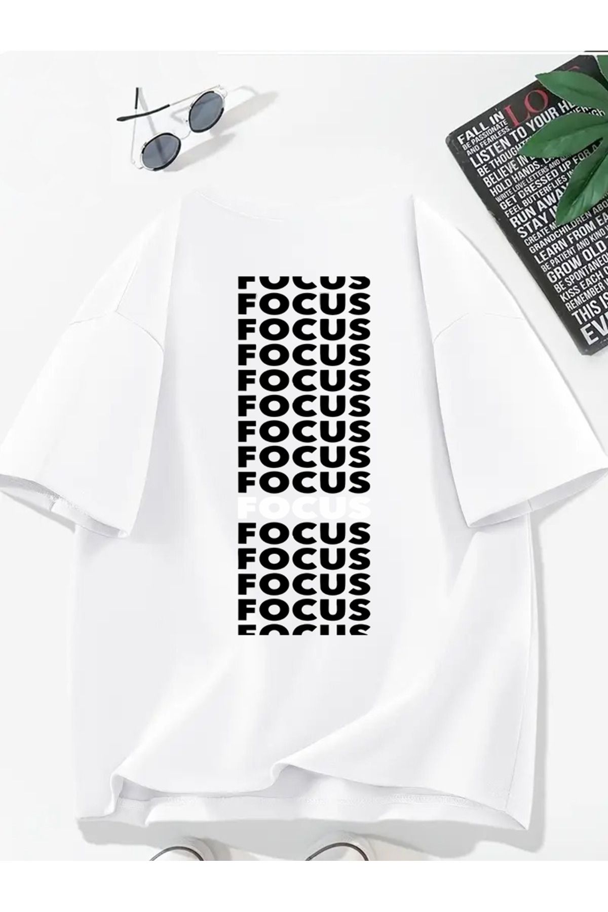 MODA Unisex Oversize Kalıp Focus Baskılı T-Shirt