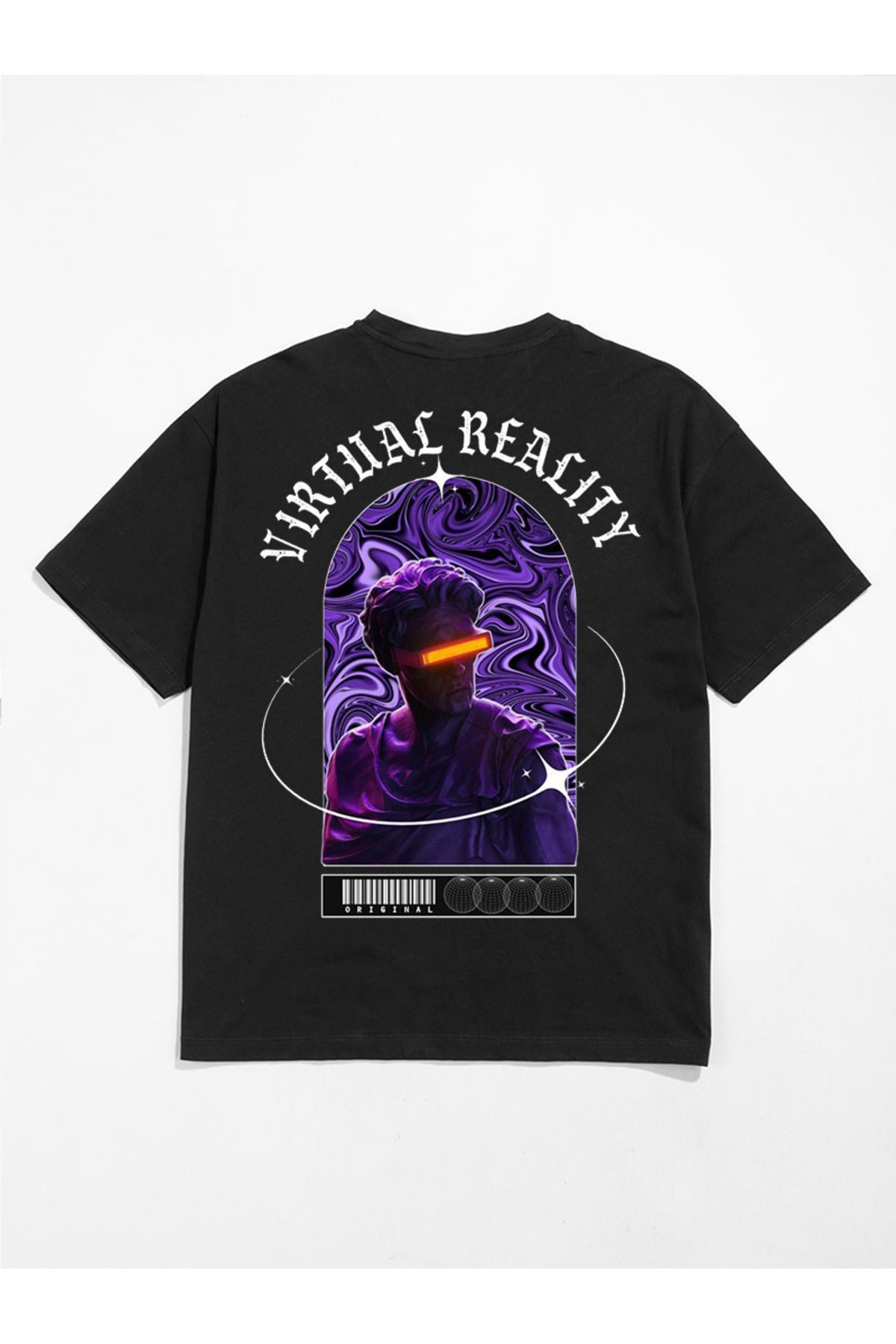 MODA Unisex Oversize Kalıp Virtual Reality Baskılı T-Shirt