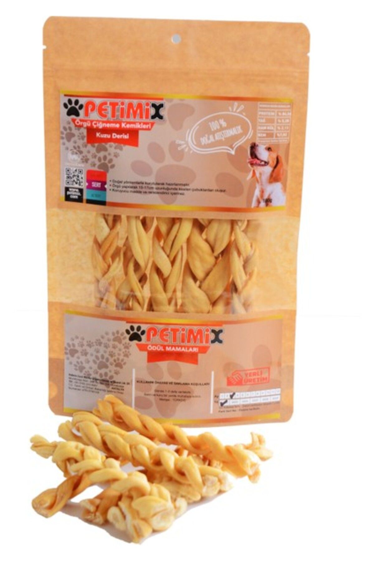 Dibo Petimix Örgü Kuzu Deri 100 gr Çiğneme Kemikleri Köpek Ödülü