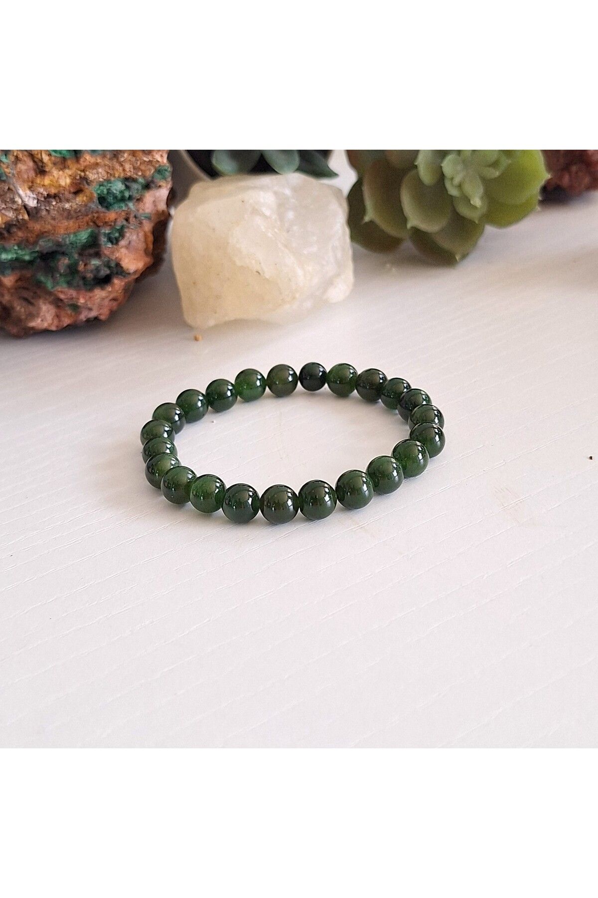 ERSOYDEMİRÖZDETAŞ YEŞİM DOĞALTAŞI 6 MM KÜRE KESİM BİLEKLİK