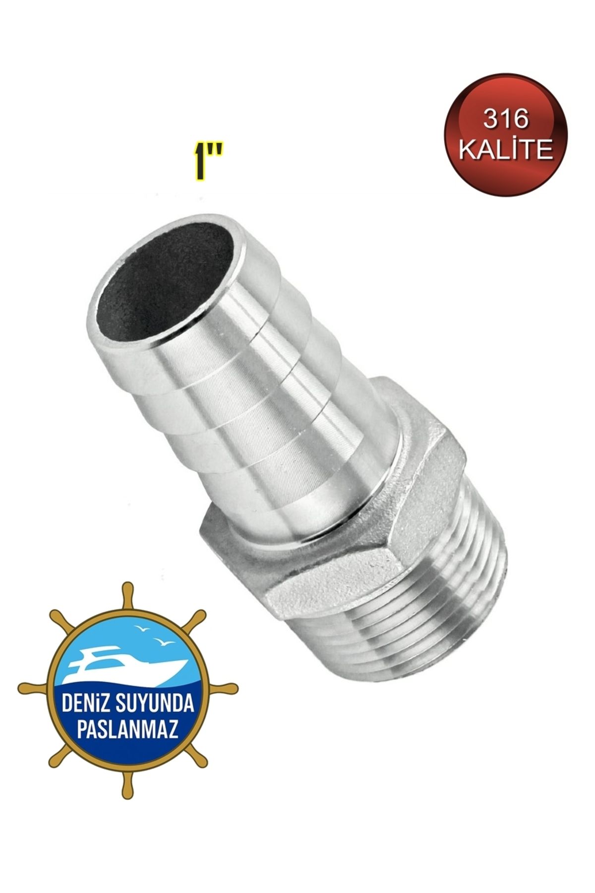 abcpaslanmaz Paslanmaz Hortum Rekoru - Dişli Bağlantı Hortum Ucu - 316 Kalite - 1'' DN25