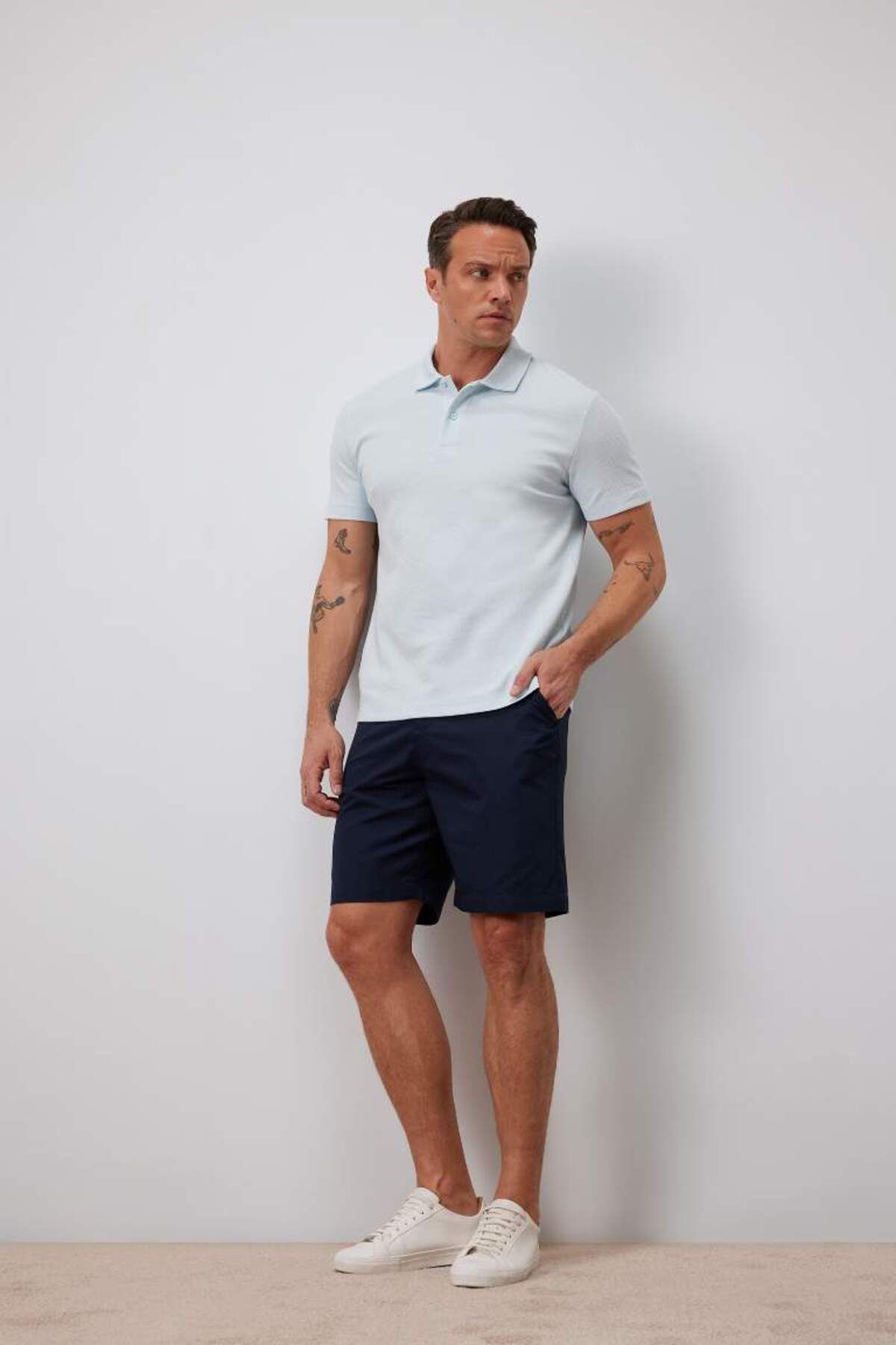 DeFacto-Tricou polo cu mânecă scurtă, texturat, de bază, sezon nou 2