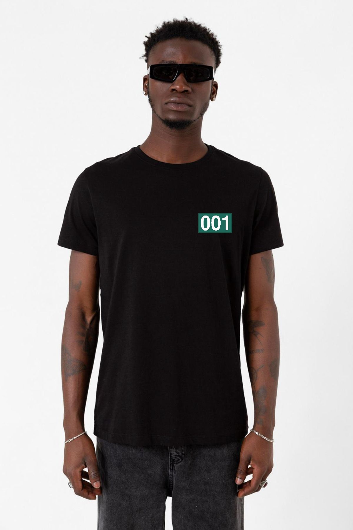 Tshirthane Squid Game Player 001 Siyah Erkek Tshirt