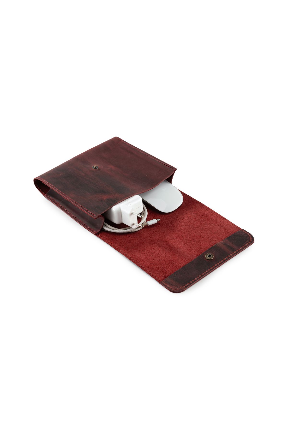 LWA Leather Deri El Yapımı MacBook & iPad Şarj Kılıfı | Laptop ve Tablet Aksesuarları için Kablo Çantası