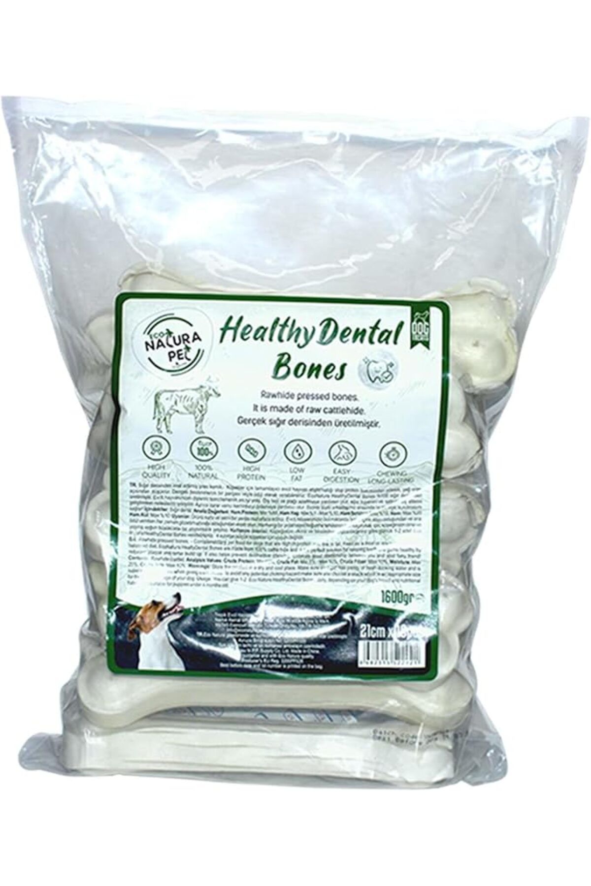 Orqinel Eco Natura Pet Healty Dental Bones Beyaz Pres Kemik 21 cm 10lu 1600Gr