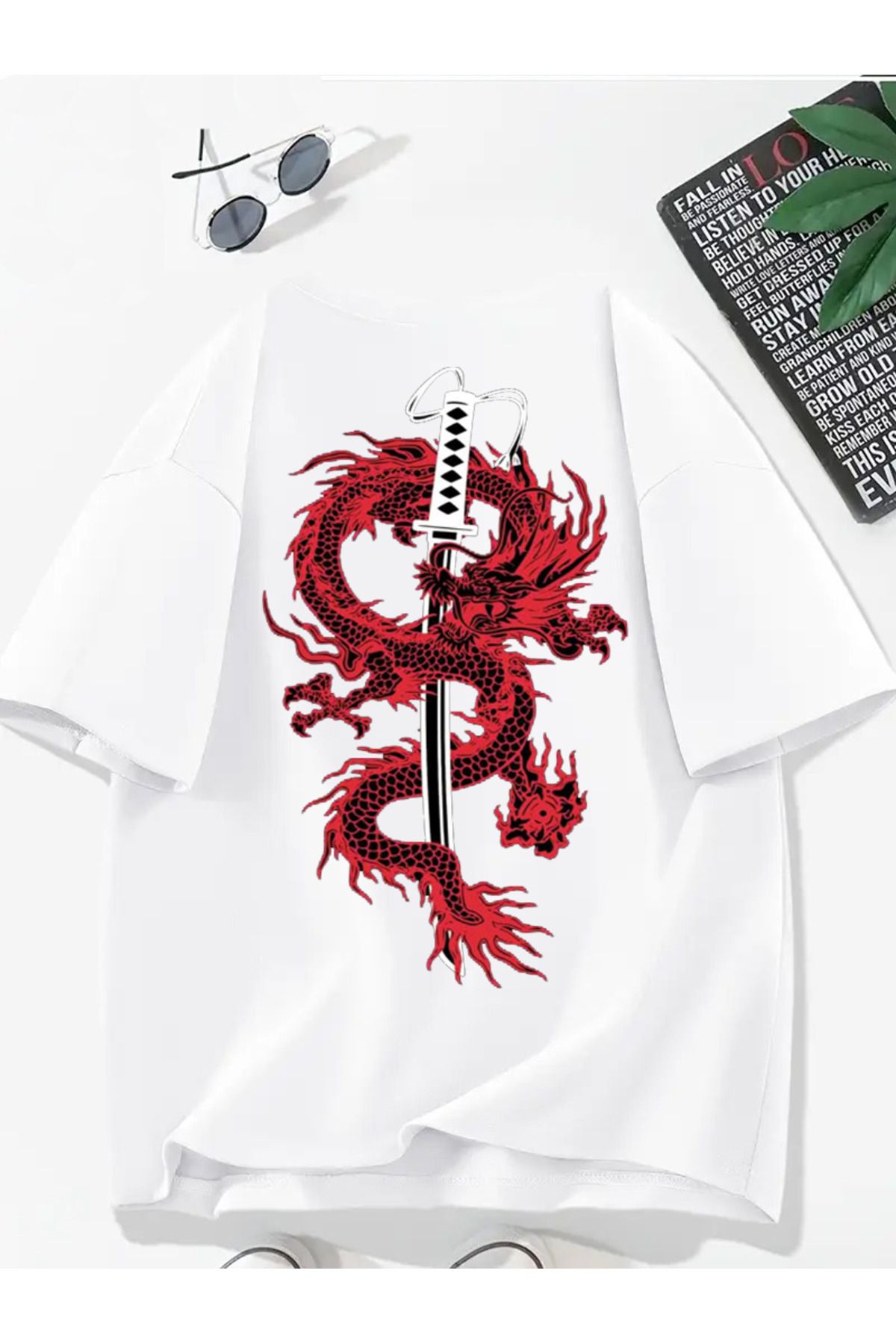 MODA Unisex Oversize Kalıp Dragon Baskılı T-Shirt