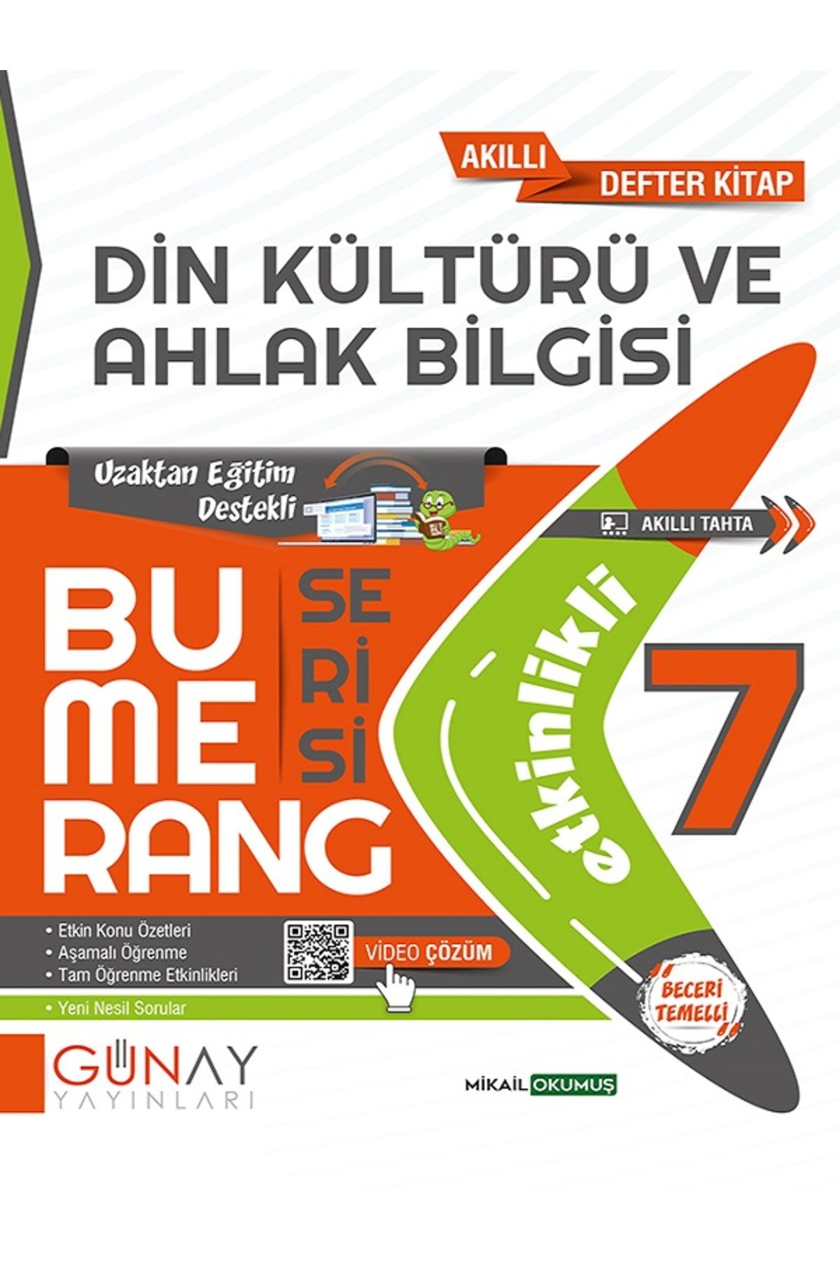 Evrensel İletişim Yayınları 7.Sınıf Günay Bumerang Din Kültürü ve Ahlak Bilgisi Etkinlikli Akıllı Defter Kitap / Video Çözümlü